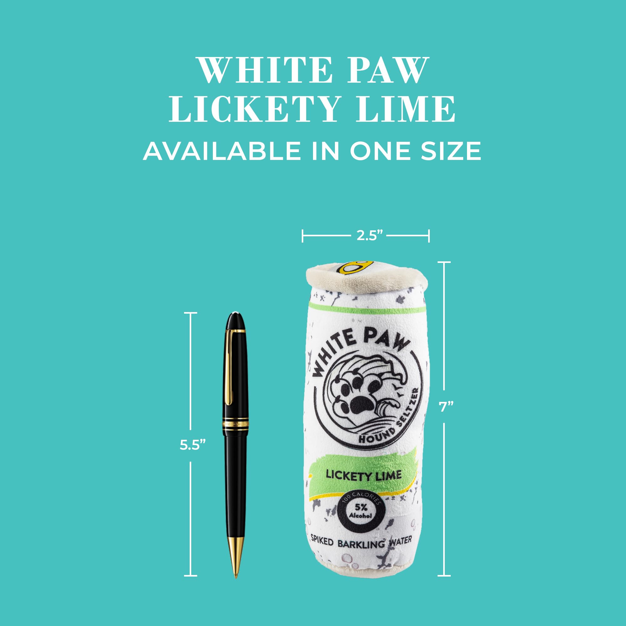 Haute Diggity Dog White Paw Lickety Lime, Plush Designer Dog Toys with Interactive Squeaker, Stimulating Pet Enrichment, Machine