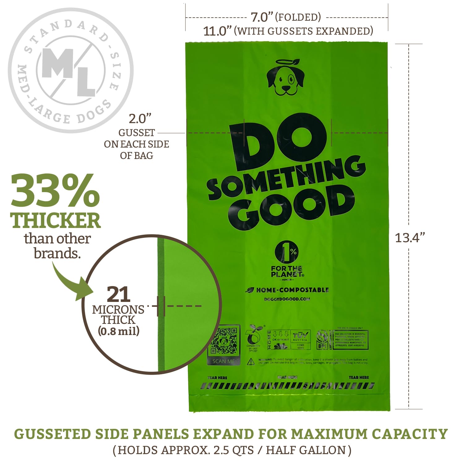 Doggy Do Good Landfill-Friendly Poop Bags | Dog Waste Bags Made with 50% Recycled Plastic + 15% Biobased Material | Unscented, T