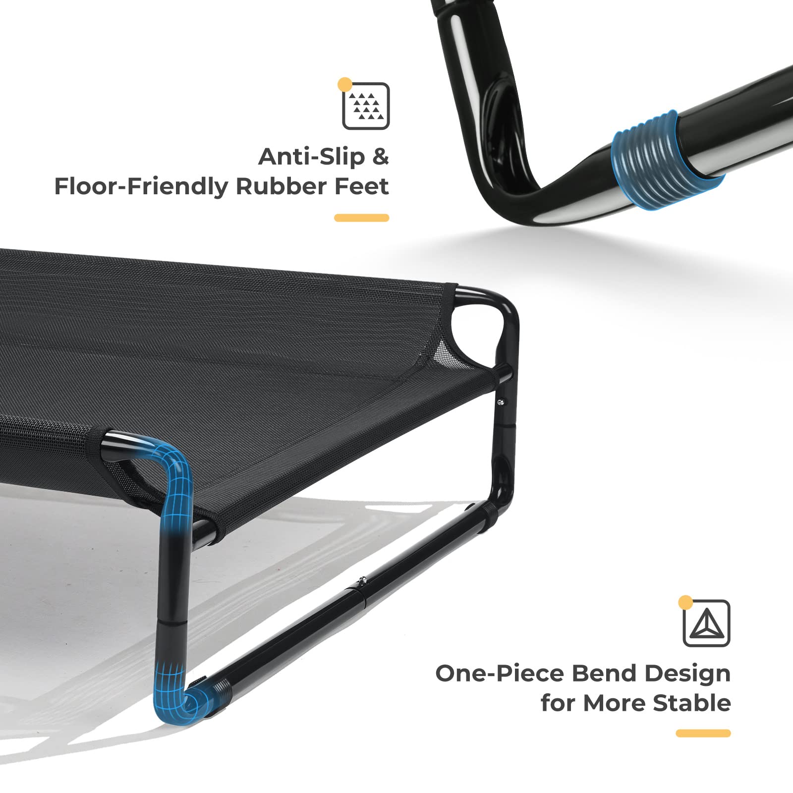 Veehoo Original Cooling Elevated Dog Bed, Outdoor Raised Dog Cots Bed For Large Dogs, Chew Proof Standing Pet Bed With Washable Breathable Mesh, No-Slip Feet For Indoor Outdoor, X-Large, Black