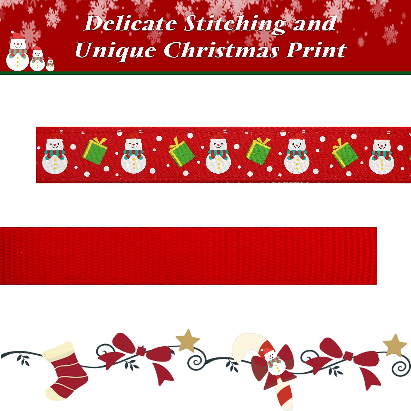 Azuza Christmas Dog Collar Adjustable Xmas Dog Collar With Christmas Antler Bow Tie Accessories Snowman Dog Collar For Puppy And Small Dogs