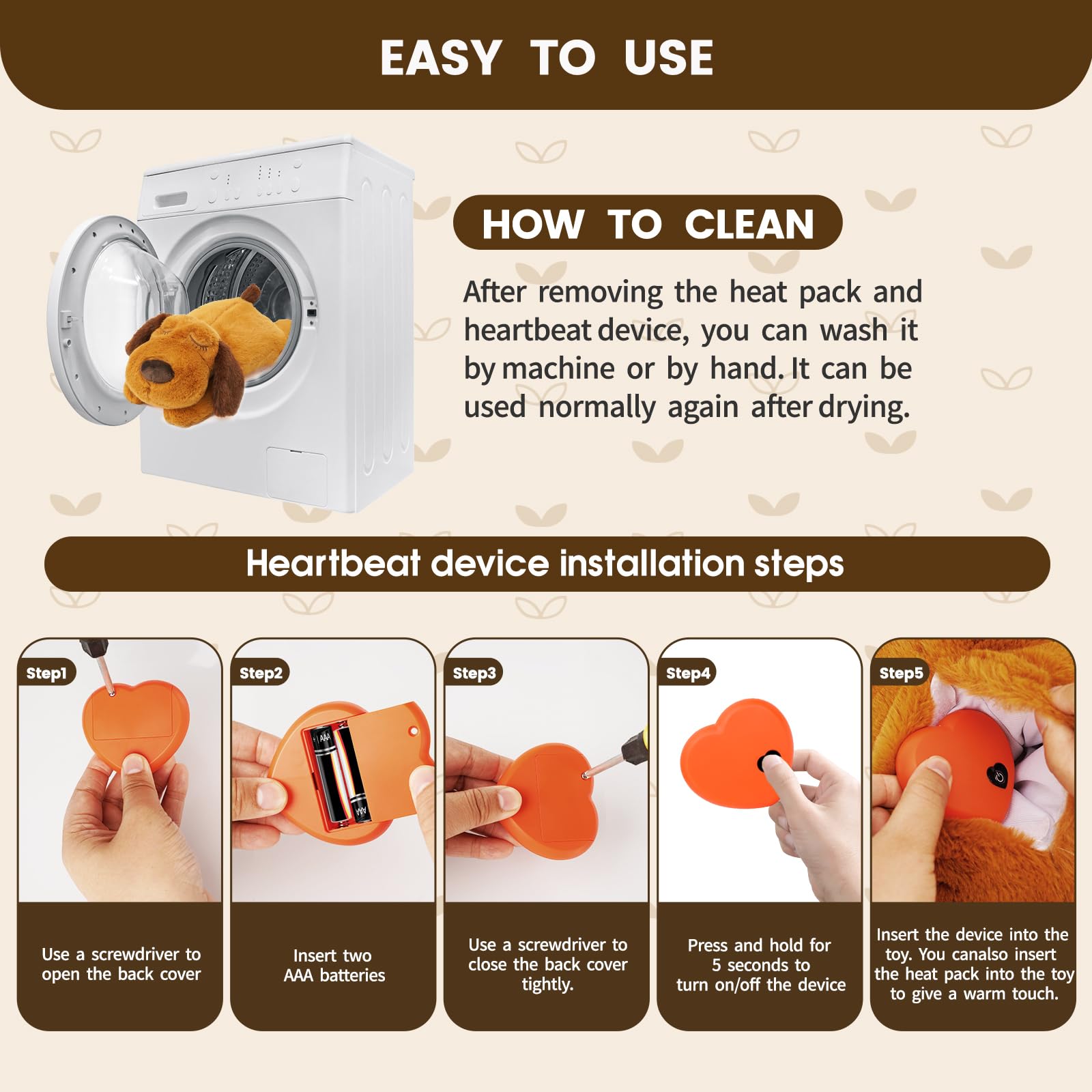 Trail Tail Dogs Calming Toy With Heartbeat, Dog Anxiety Relief Calming Aid,Anxiety Relief For Dogs Calming,Box Included A Pet Ca