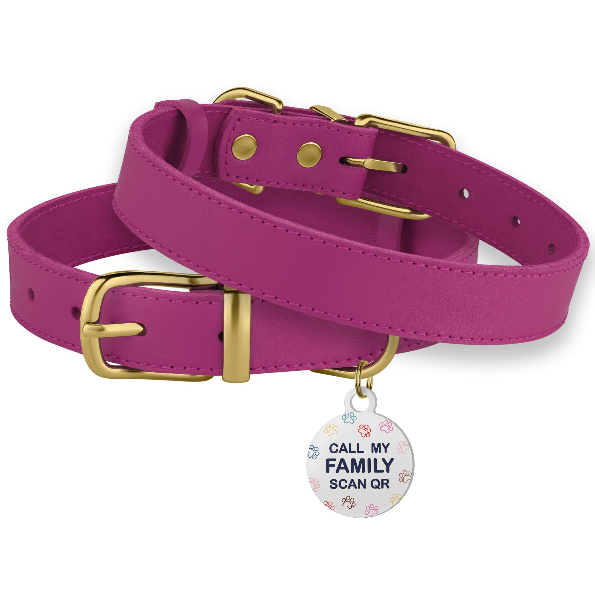 Bronzedog Leather Dog Collar With Metal Buckle Durable Basic Pet Collars For Small Medium Large Dogs (19-21 Inch (Pack Of 1), Pi