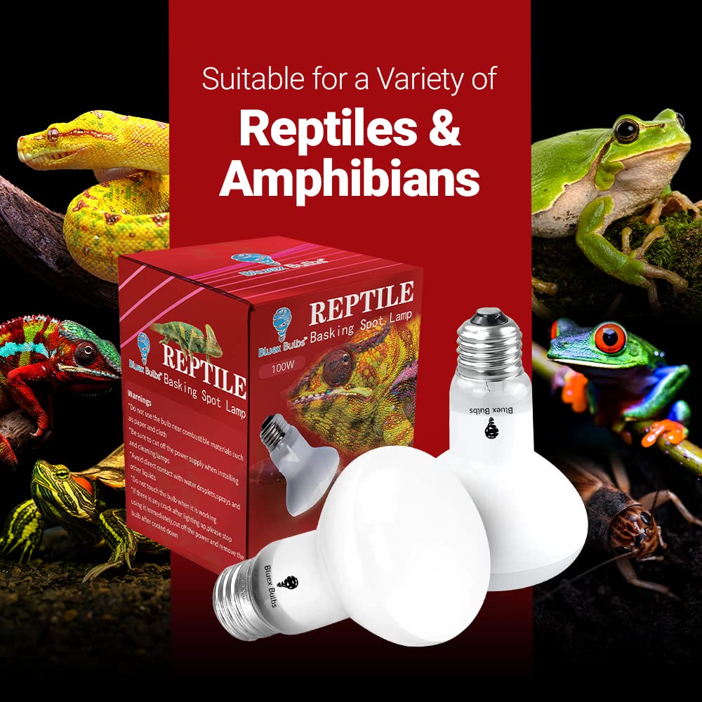 4 Pack 100-Watt Basking Light for Reptile - Heat Lamp Bulbs for Reptiles & Amphibians Broad Spectrum Reptile Light for Glass Ter