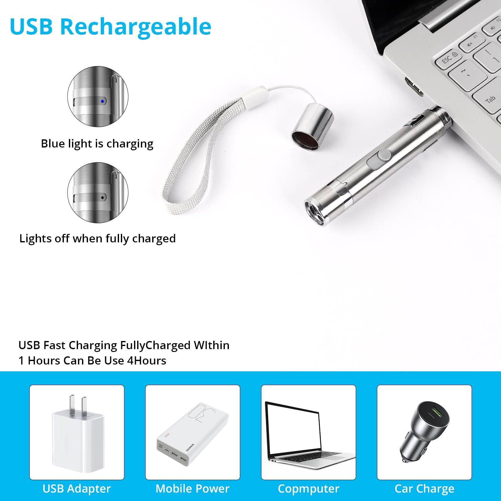 Waputne Cat Toys, Cat Toy Red Pointer For Indoor, Rechargeable, 5 Adjustable Patterns, 3 Modes Training Chaser Pet Toy Pointer, Interactive Pet Cat/Dog Toy For Cats Fun Playing Exercise