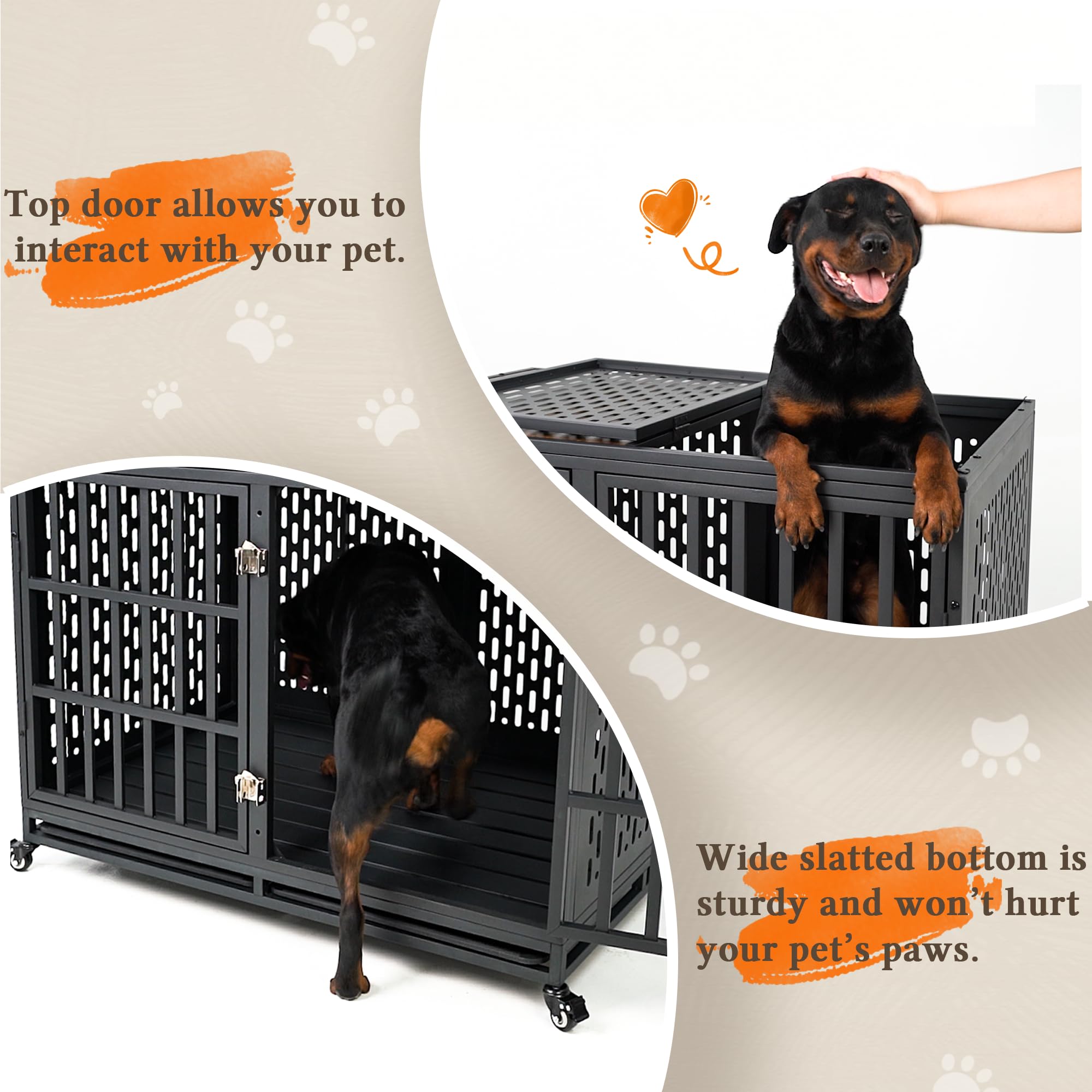 Huddycove 42Inch Heavy Duty Dog Crate Compatible With Optional Divider, Large Kennel For High Anxiety Dogs, Indestructible Pet C