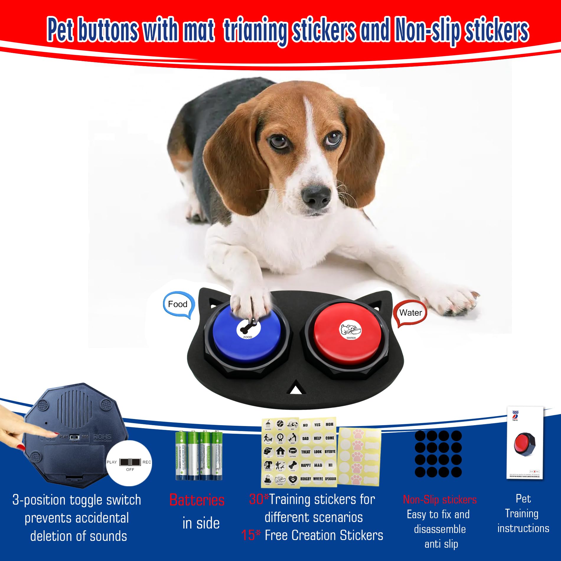 Recordable Buttons, Communication Sound Buttons, 30S Recording Upgrade, Talking Button, Easy Use, Material Safety, Answer Buzzer