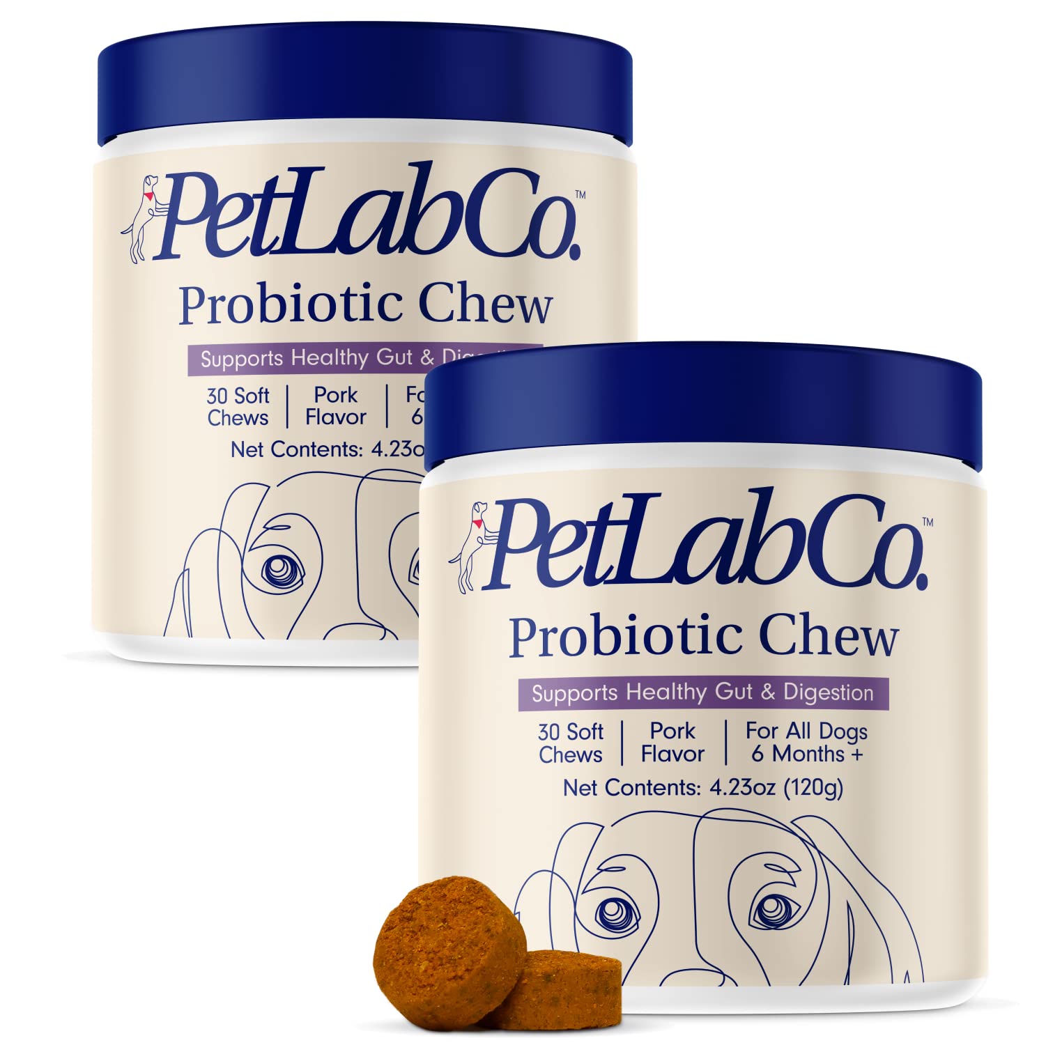 PetLab Co. Probiotics for Dogs, Support Gut Health, Diarrhea, Digestive Health & Seasonal Allergies - Pork Flavor - 30 Soft Chew