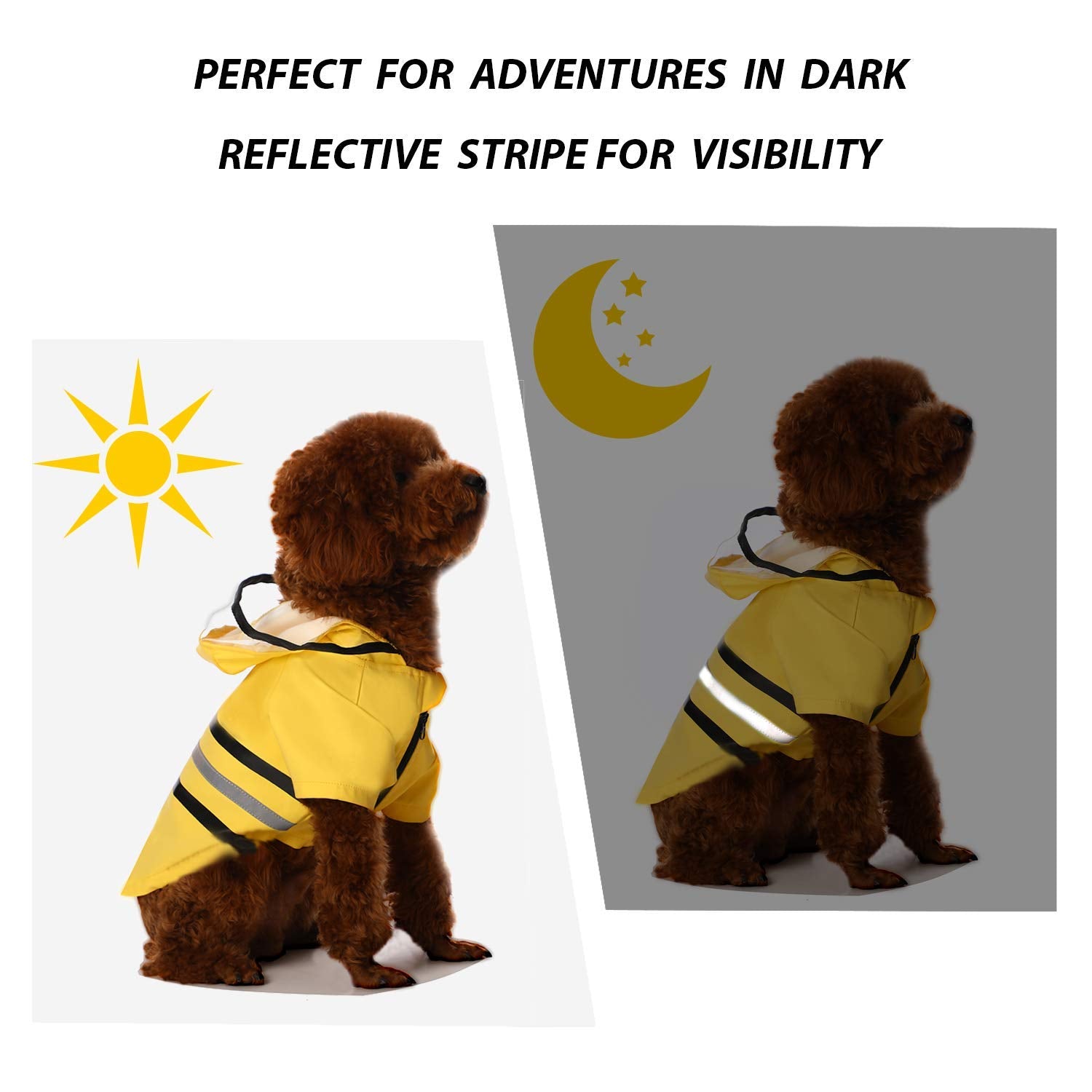 Wizland Reflective Dog Raincoat Dog Rain Jacket With Hood Lightweight Waterproof Rain Coat For Puppies (Yellow S)
