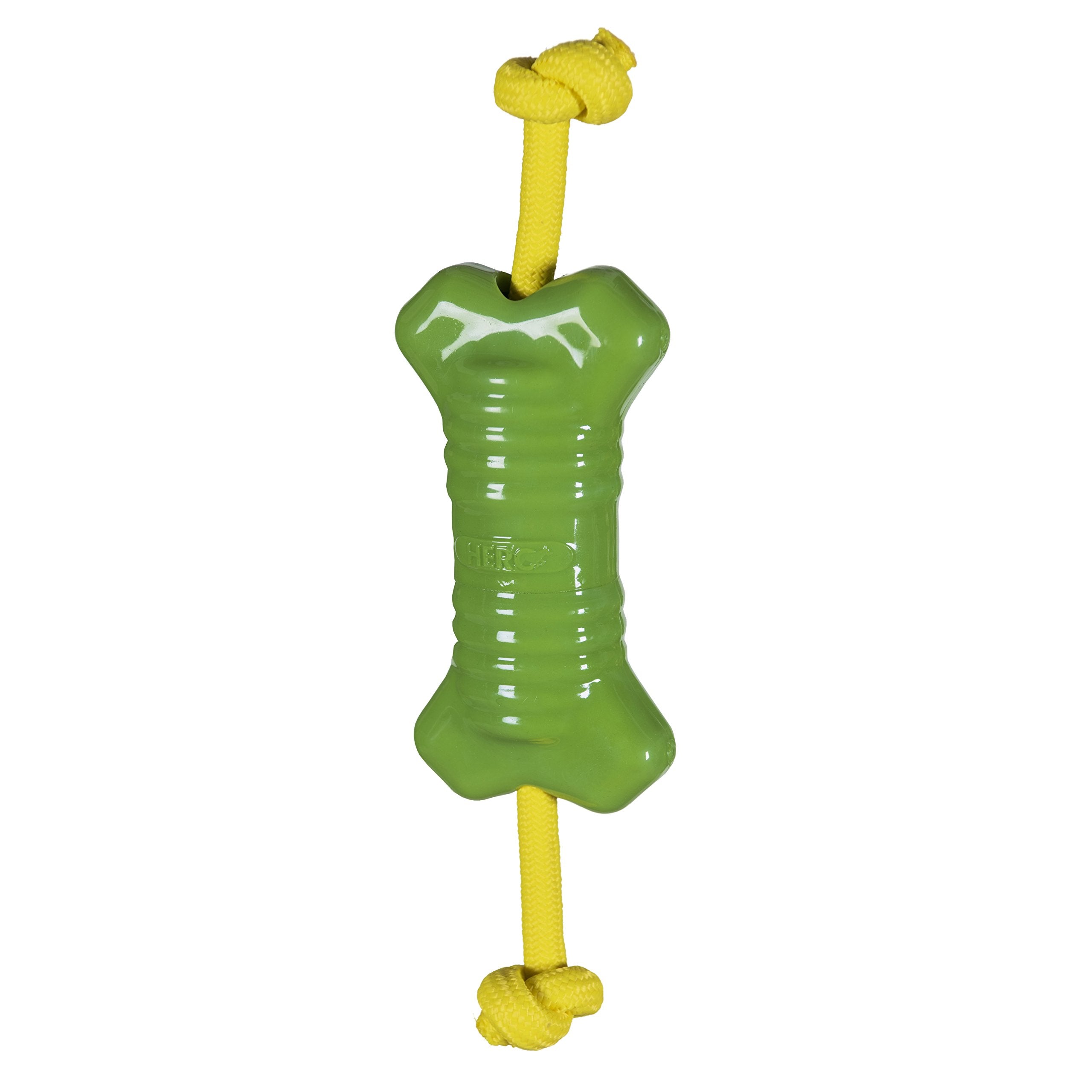 Hero Tugtime Soft Rubber Rope Bone, Large, Green Dog Toy