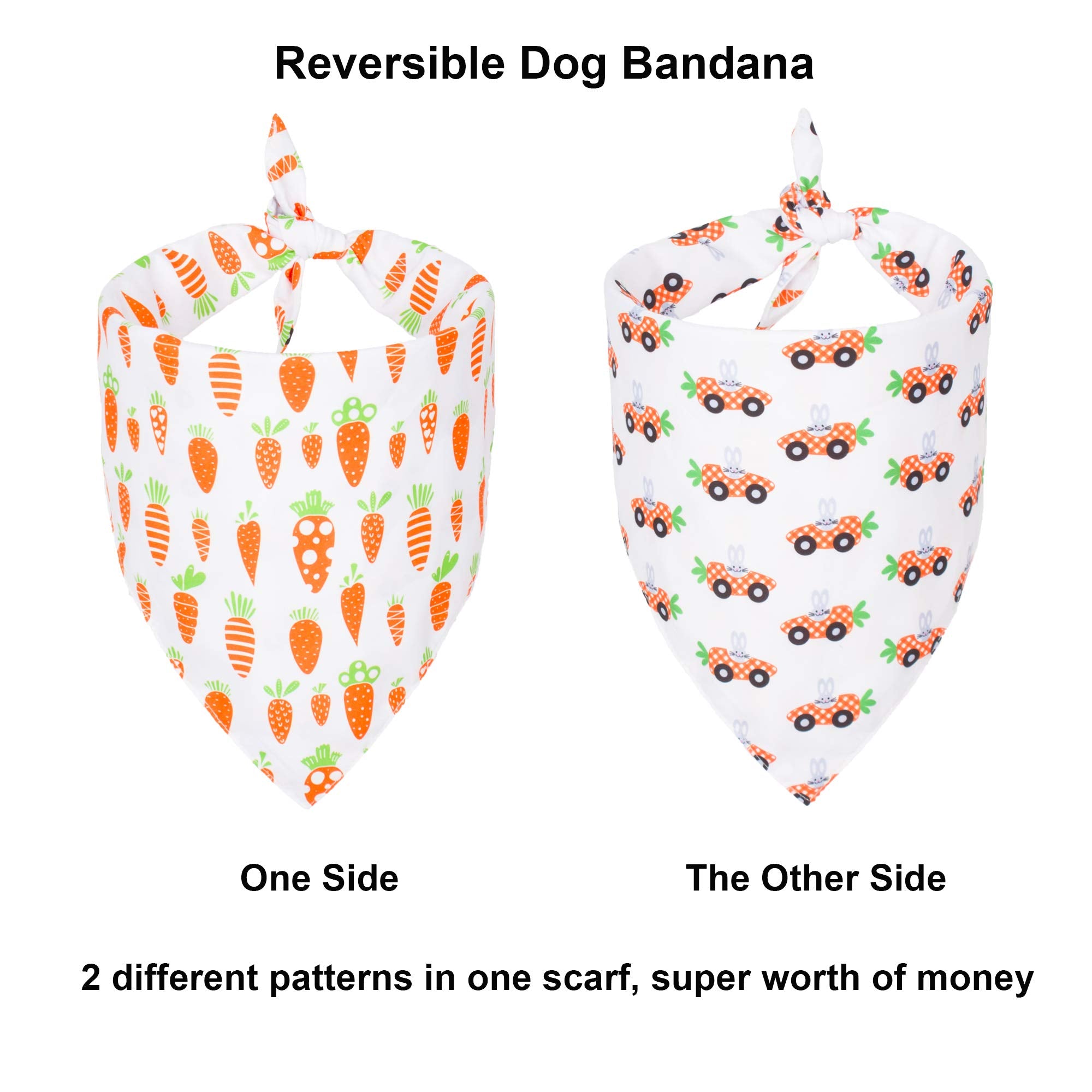 Adoggygo Easter Dog Bandana, Multiple Sizes Offered, Reversible Festival Pet Bandana Triangle Dog Scarf For Medium Large Dogs Pets (Large, Easter)
