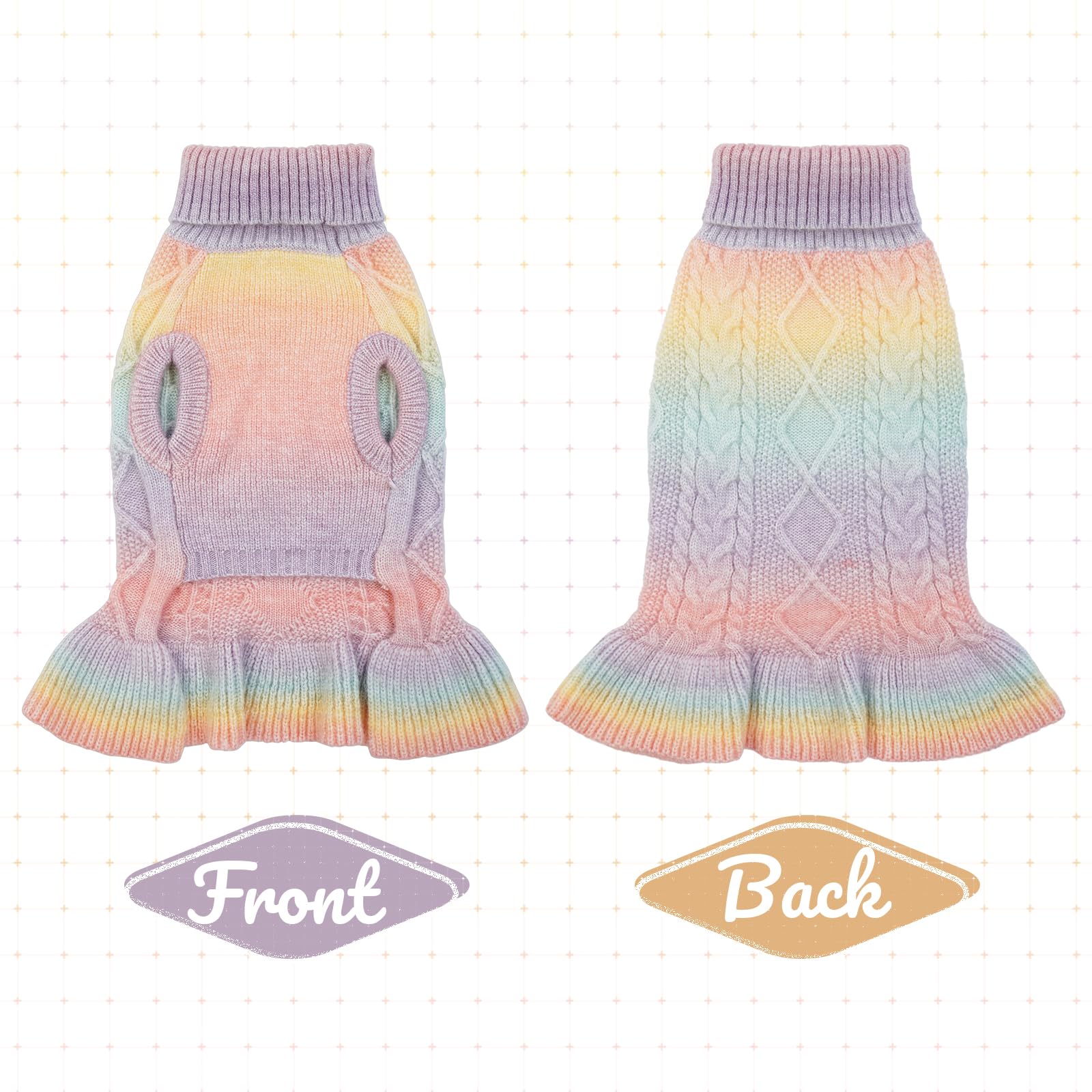 Lelepet Dog Sweater, Medium Dog Sweaters for Girls Christmas Dog Sweaters for Medium Dogs Turtleneck Dog Knitwear Cable Knit Win