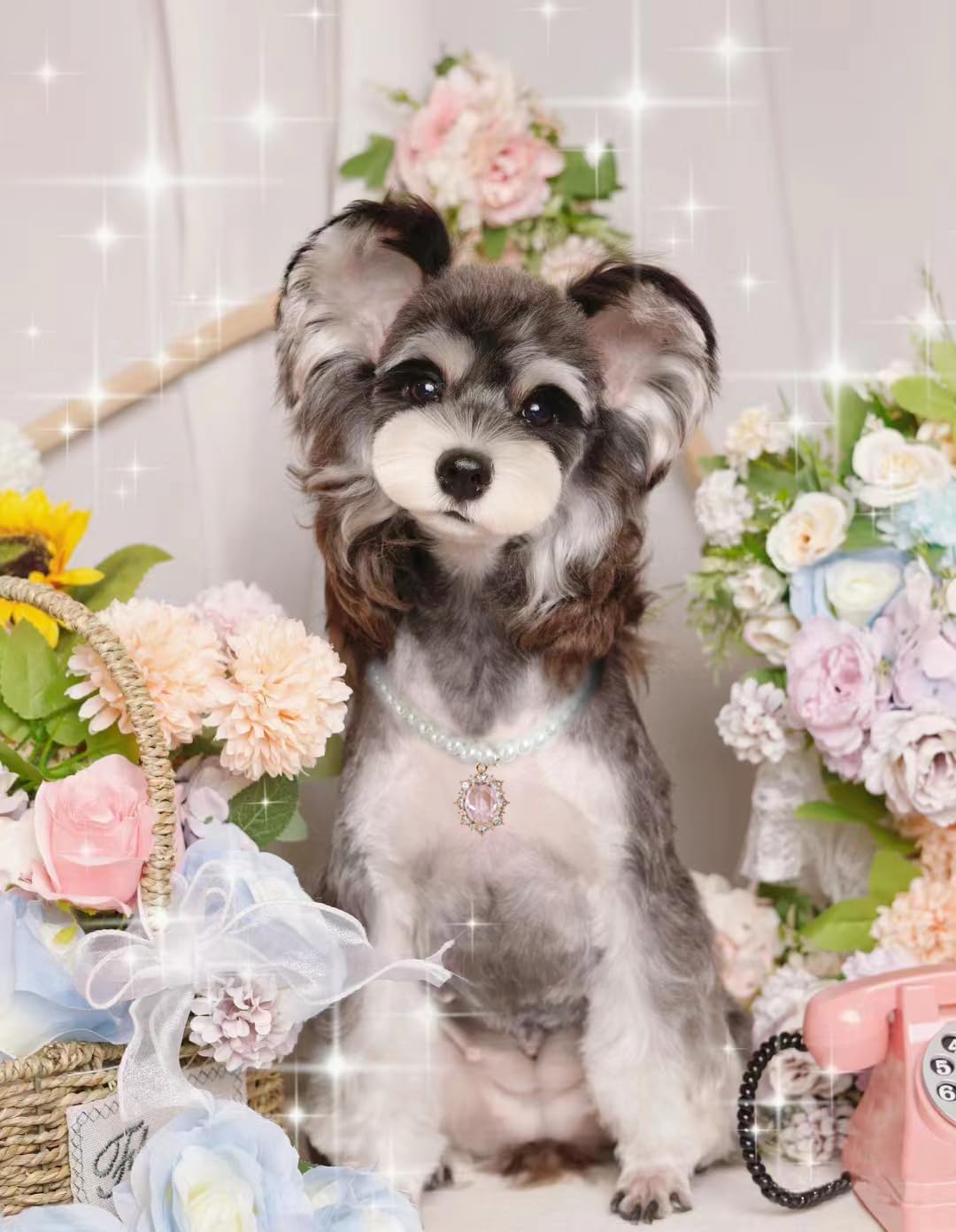 Daovace Pearl Dog Collar Elegant Oval Crystal Rhinestone Necklace Pet Jewelry For Cats Small Dogs Puppy Yorkie Chihuahua Cat Wed