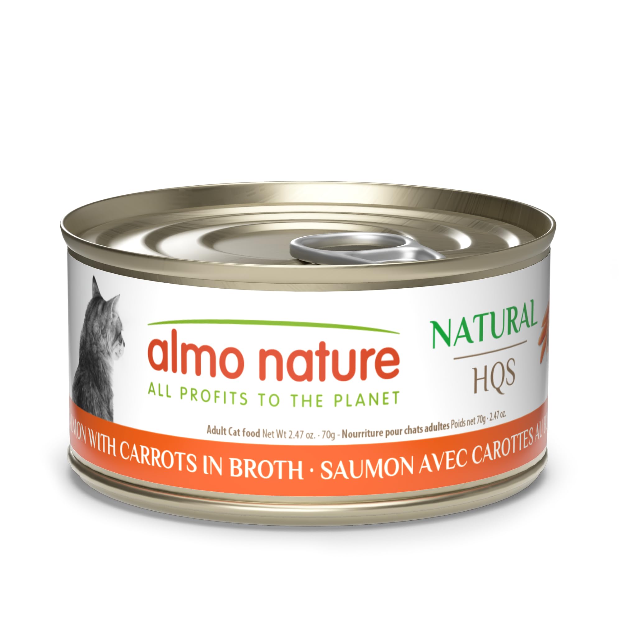 almo nature HQS Natural Wet Cat Food Salmon with Carrots in Broth, Grain-Free, 2.47 oz (Pack of 24)