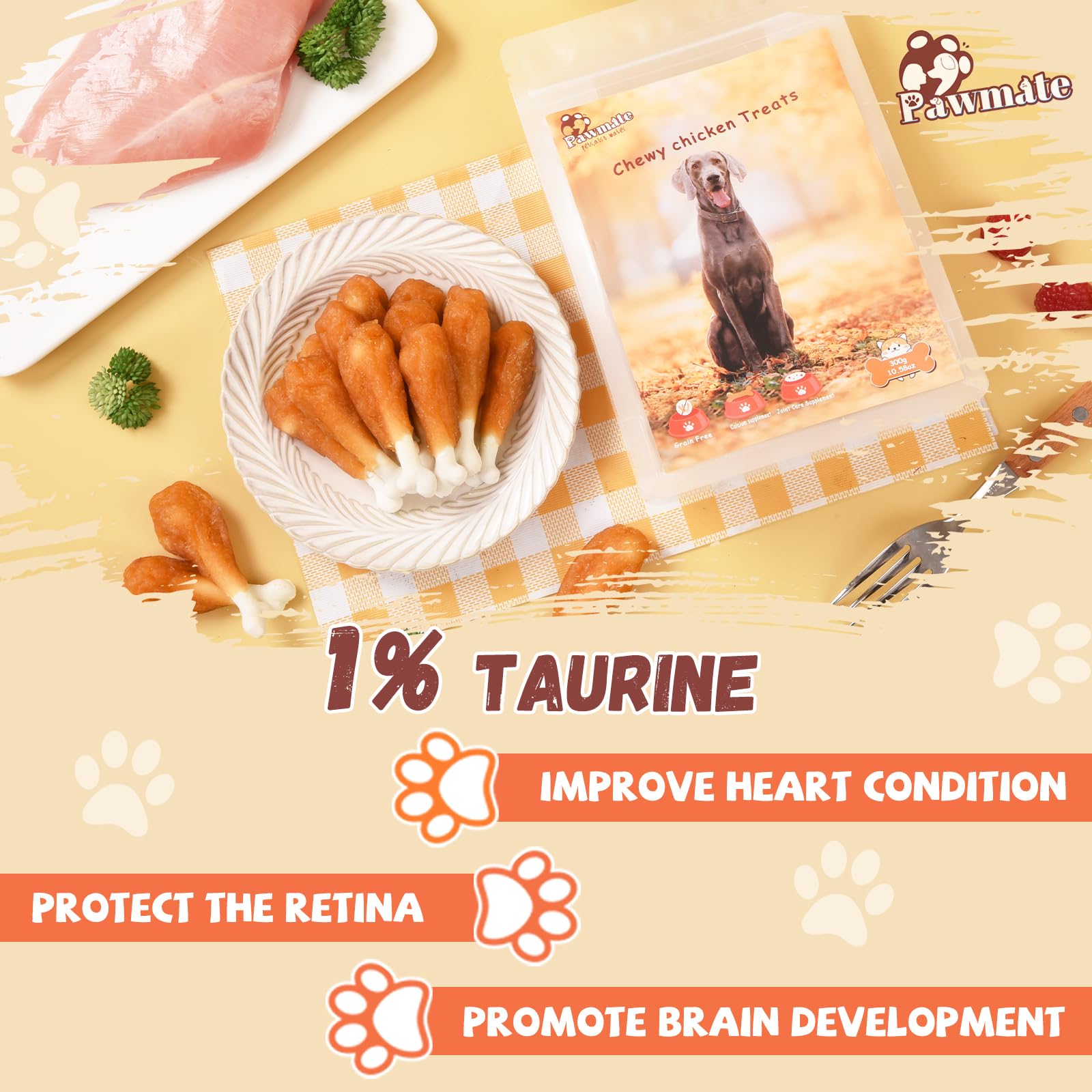 Pawmate Chicken Wrapped Calcium Bone Dog Treats, Rawhide-Free, 10.6 oz, Chewy Snacks for Medium Large Dogs