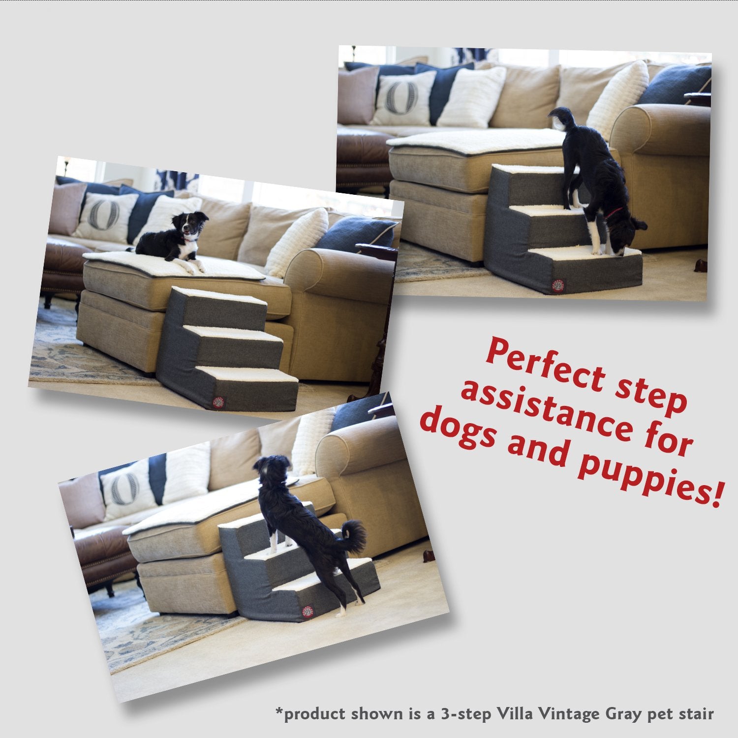 Majestic Pet Portable Pet Stairs | Soft Sherpa Steps Foam Feeling | Steps for Dogs & Cats | Dog & Cat Ramp | Indoor Only | Max W