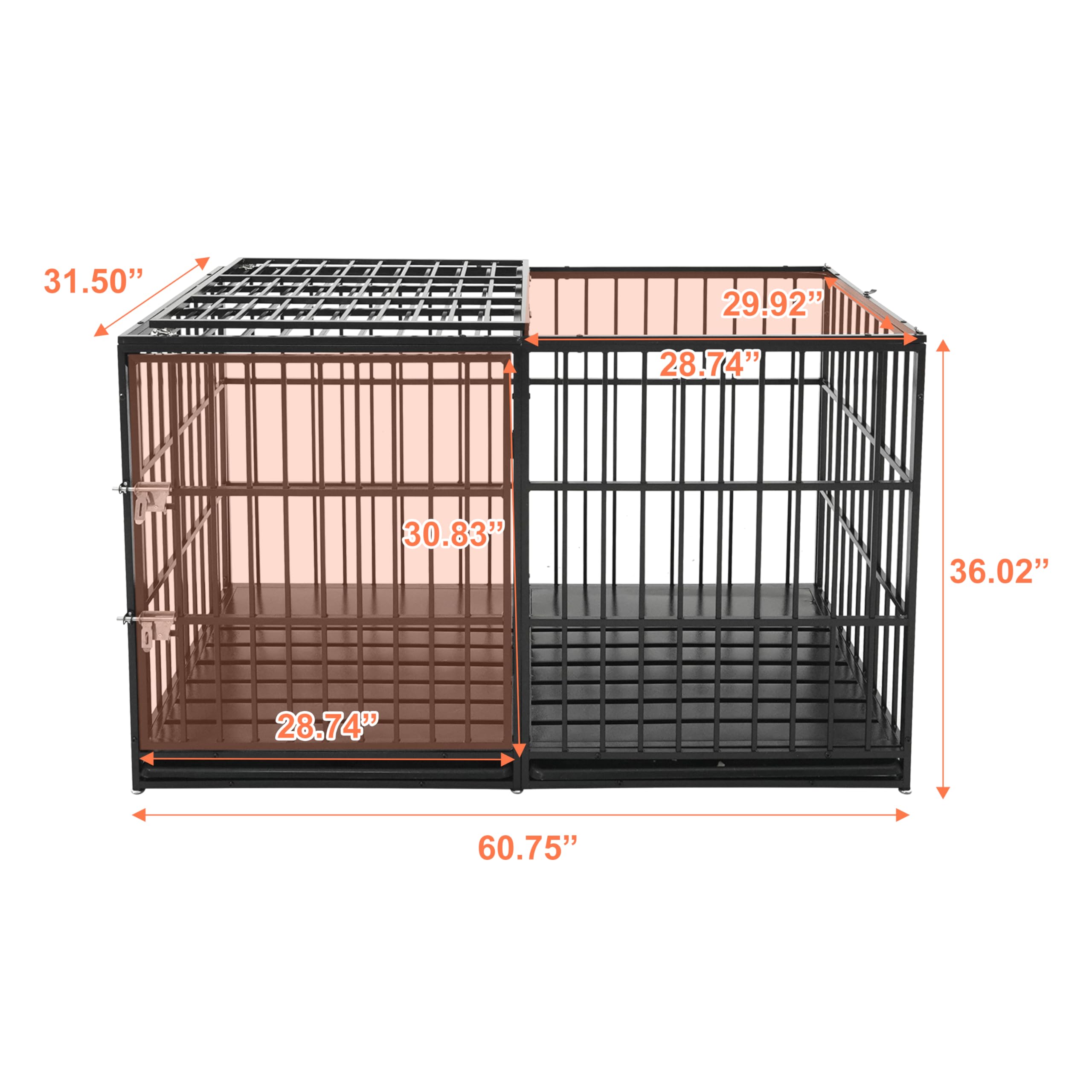 61 Inch Heavy Duty Dog Crate Indestructible And Escape-Proof Dog Crate Cage Kennel For Large/Medium Dogs Extra Large Xl Xxl With
