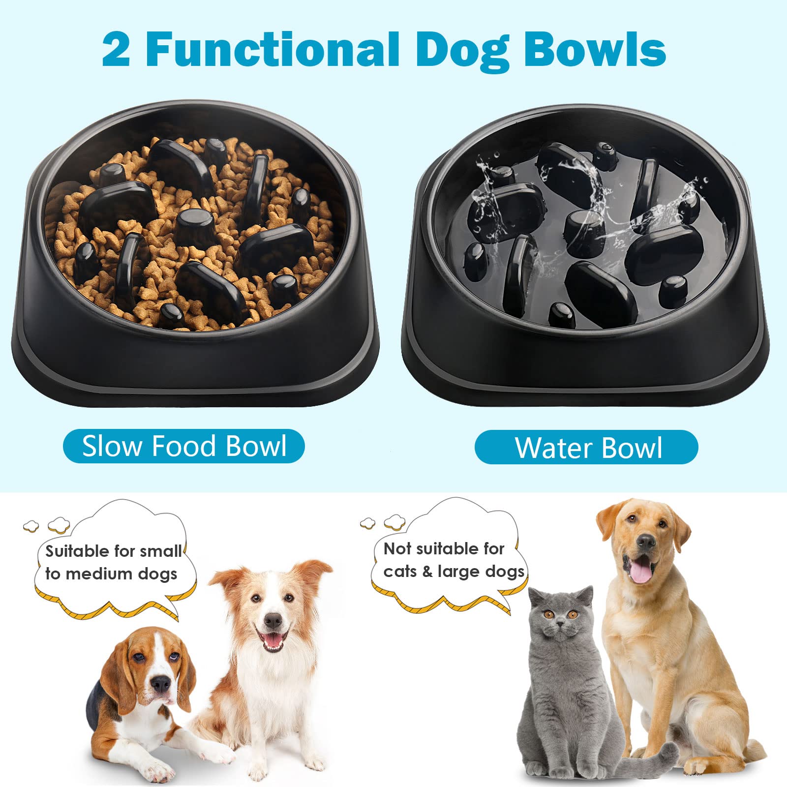Upsky Slow Feeder Small Dog Puzzle Bowl Feeder - Anti-Slip, Anti-Bloat, Anti-Choking