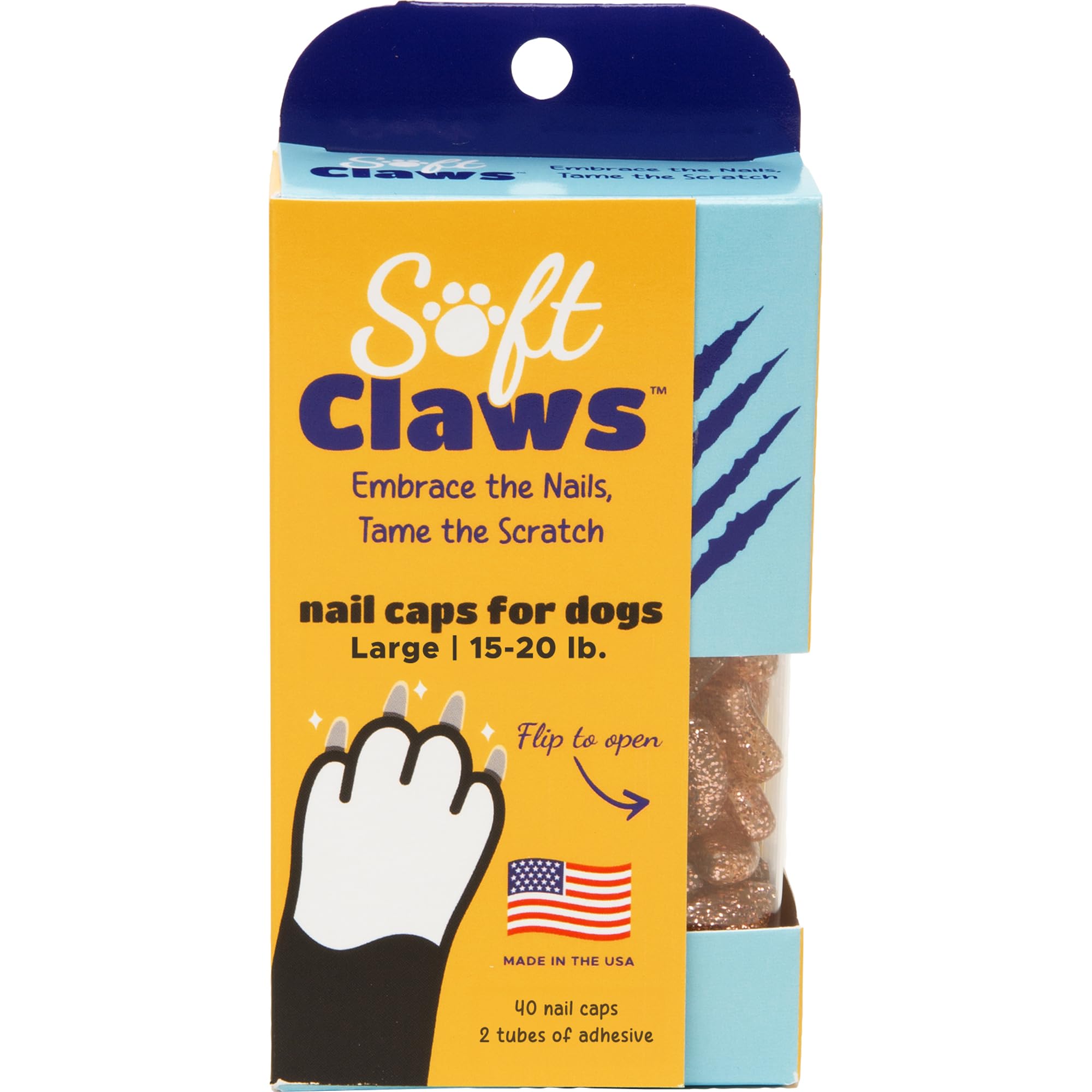 Soft Claws Dog And Cat Nail Caps Take Home Kit, Large, Sparkle Pink