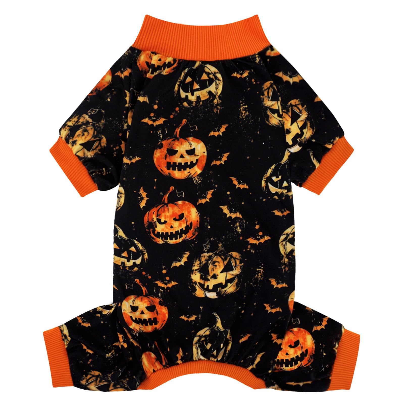 Xpudac Halloween Dog Pajamas Costume For Small Medium Dogs Pumpkin Clothes Soft Puppy Pjs Pet Outfit, X-Large