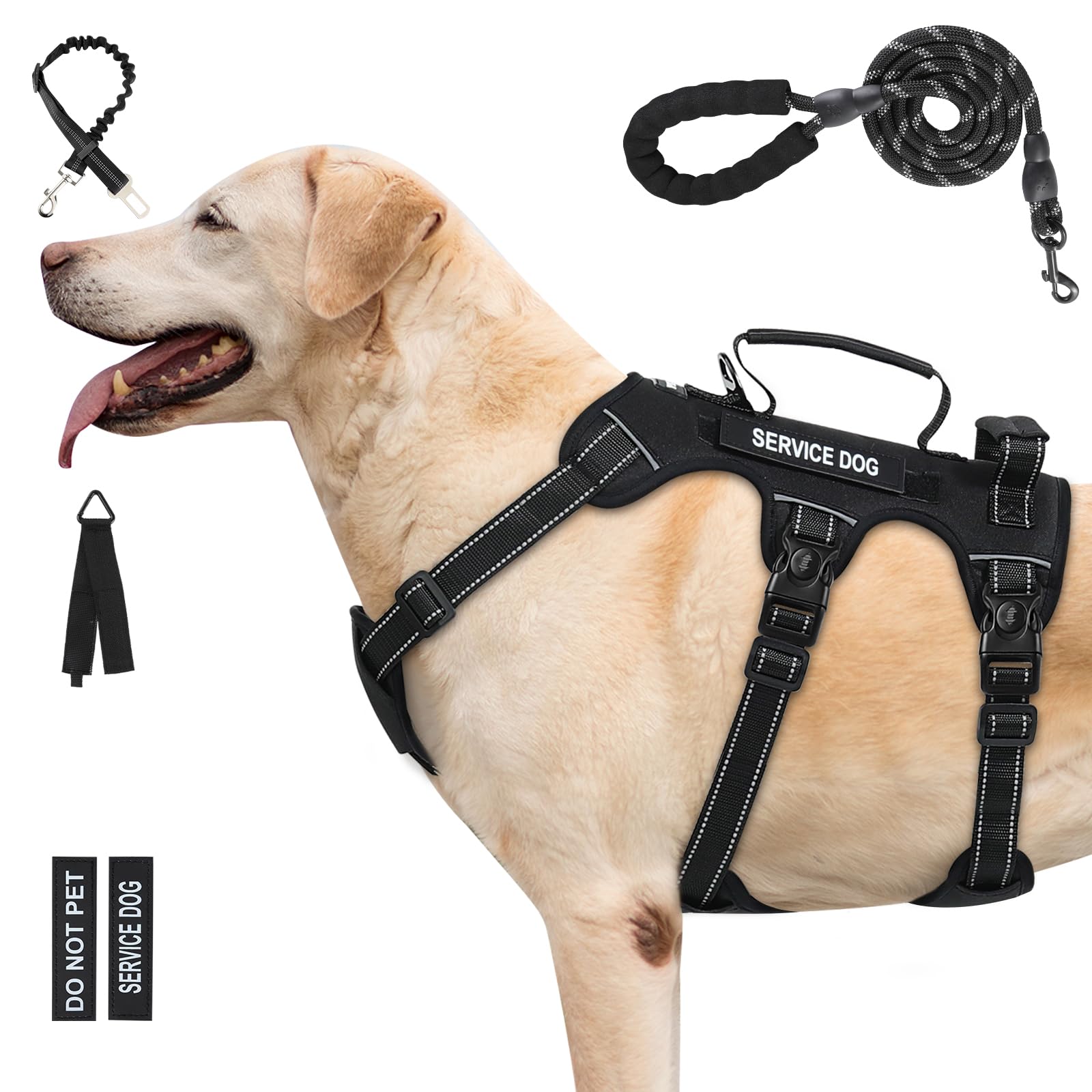 Escape Proof Dog Harness for Large Medium Sized Dogs Six Point Adjustable, Service Dog Vest Harness and Leash Set, No Pull Dogs 