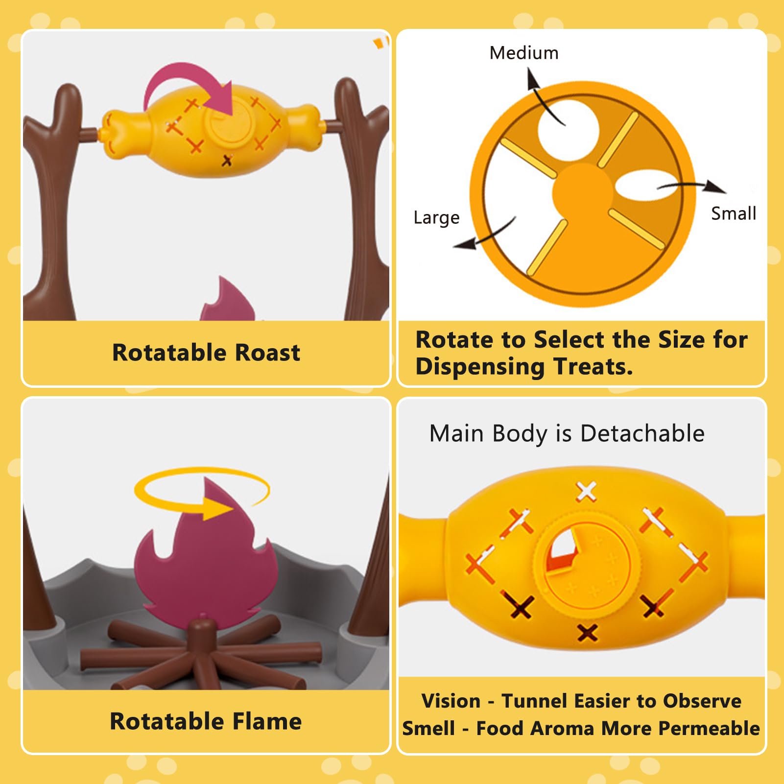 DFQ Cat Treat-Dispensing Slow Puzzle Feeder Bowls,Unique Rotatable Roast and Flame,Cognitive Training Game,Enrichment Interactiv