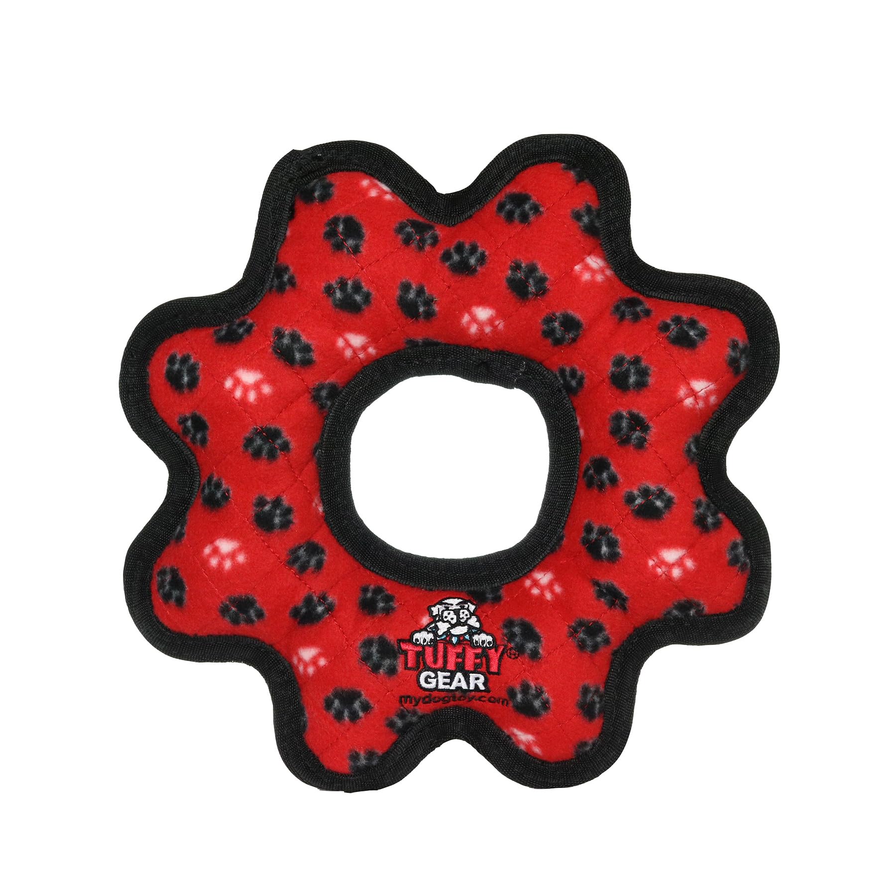 Tuffy- World'S Tuffest Soft Dog Toy- Ultimate Gear Ring - Red Paw-Squeakers - Multiple Layers. Made Durable, Strong & Tough.Interactive Play (Tug,Toss & Fetch).Machine Washable & Floats.