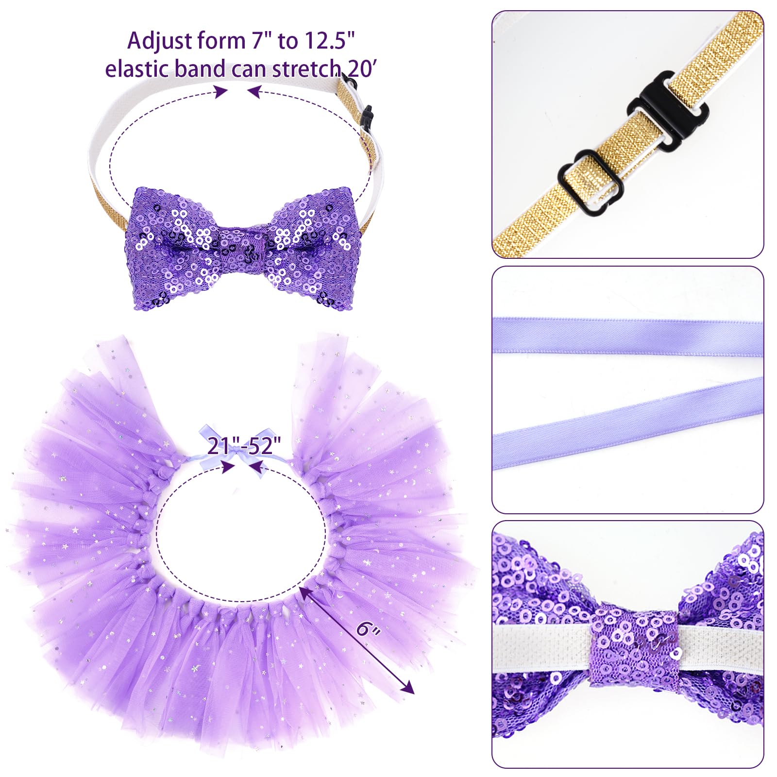 Hoyuwak Dog Birthday Party Supplies Girl Dog Birthday Bandana Tutu Set Cute Hat Bow Tie Set For Large Medium Small Dogs