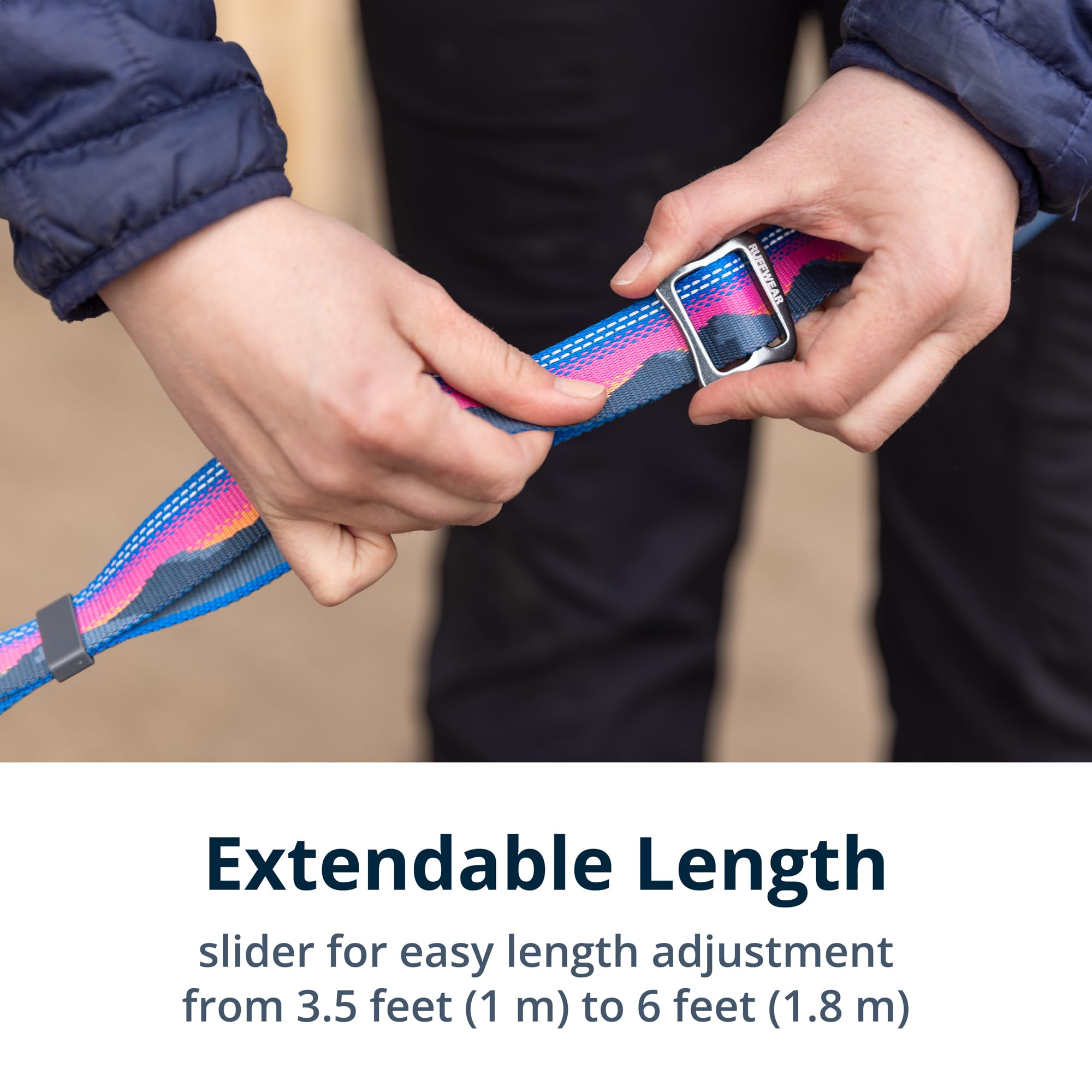 Ruffwear, Crag Ex Leash, Extendable Dog Leash, Hand-Held Or Waist-Worn Reflective Lead, Rising Wave