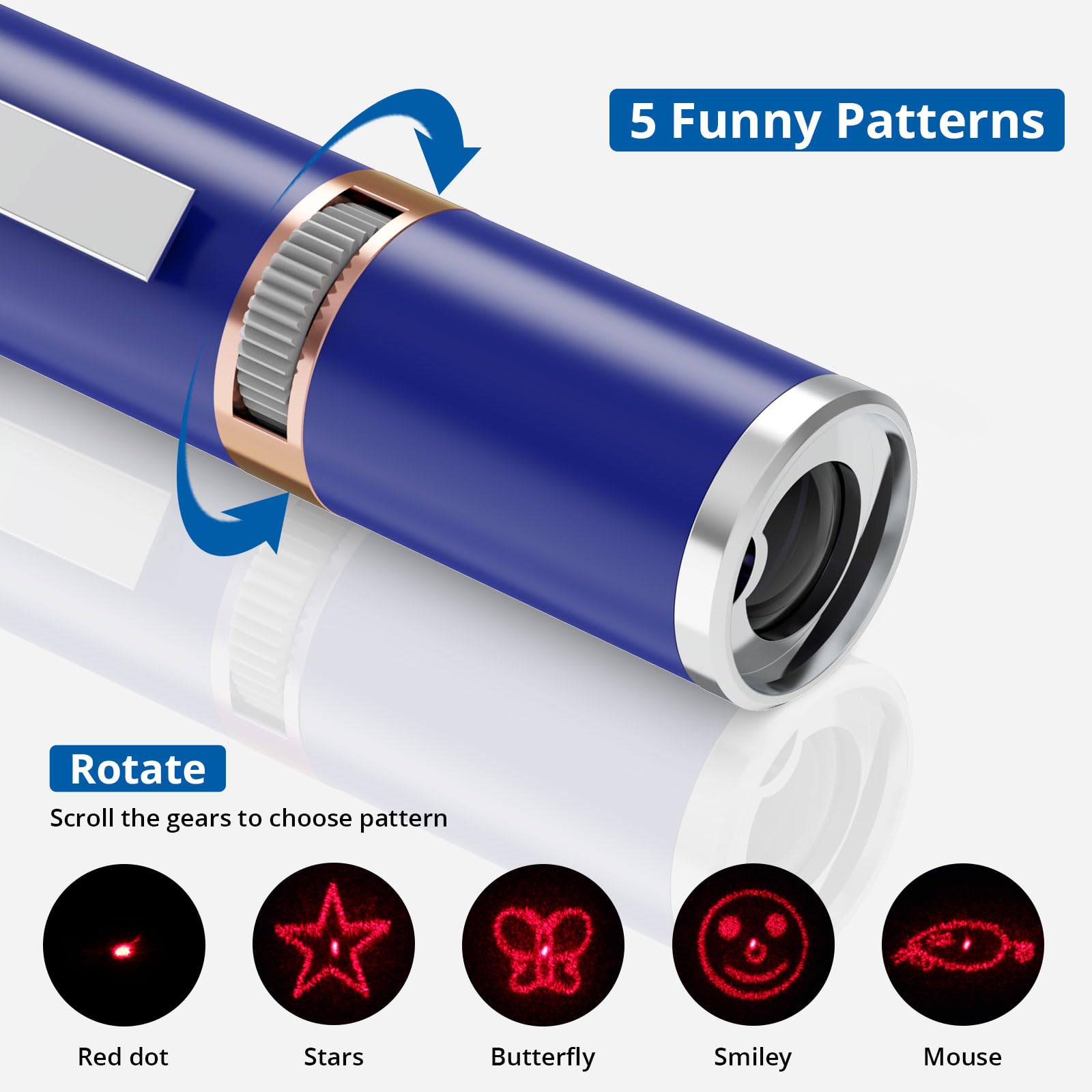 Tbteek Cat Toys For Indoor Cats, 2 Pieces, Rechargeable, 7 Adjustable Patterns, Interactive Kitten Pet Dog Red Dot Chase Light T