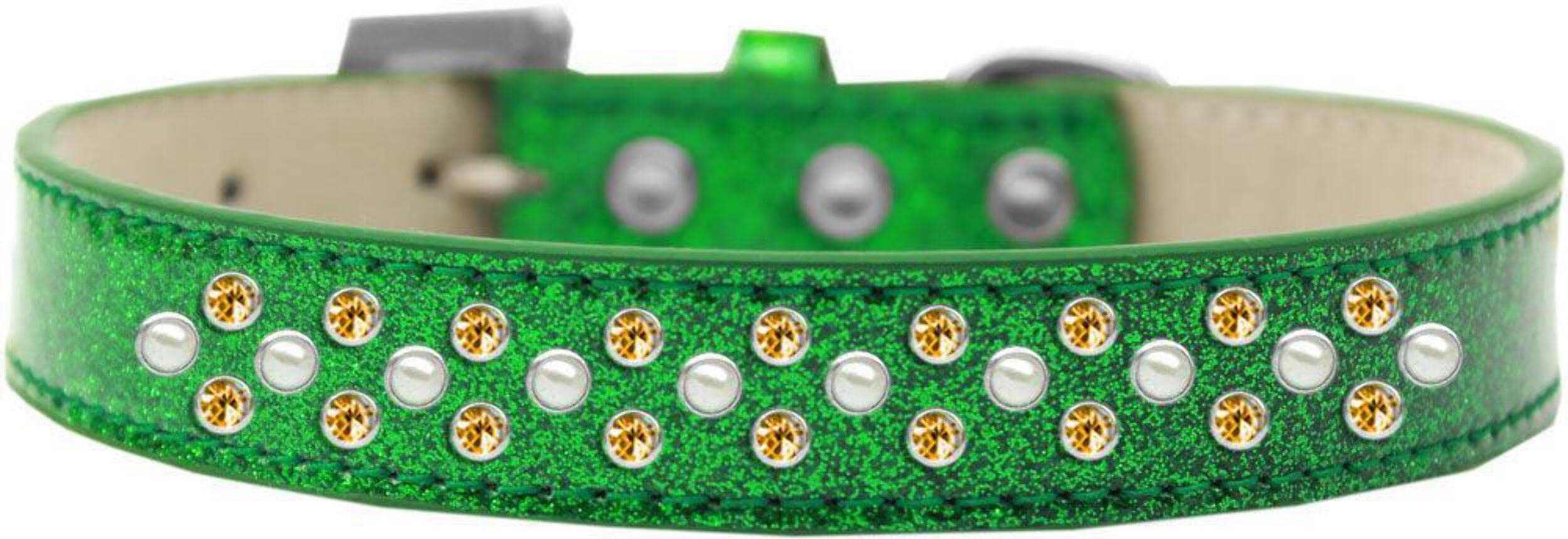 Mirage Pet Products Sprinkles Ice Cream Dog Collar with Pearl and Yellow Crystals, Size 16, Orange