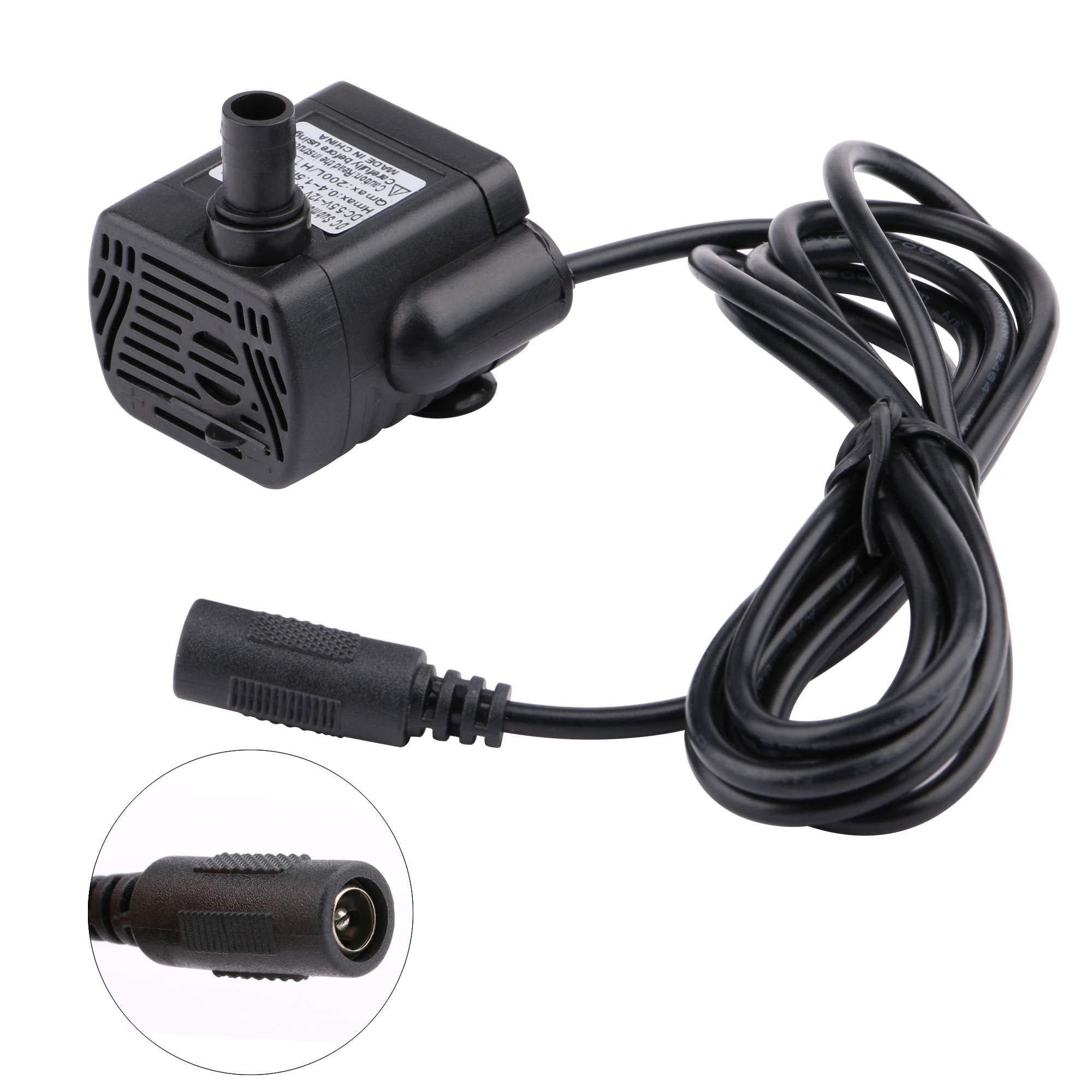 Aquarium Water Pumps,Driew Mini Submersible Water Pump, Dc 5.5-12V 5V 9V 12V Brushless Waterproof Pumps For Pond Aquarium With 4.5 Feet Cord, 200L/H