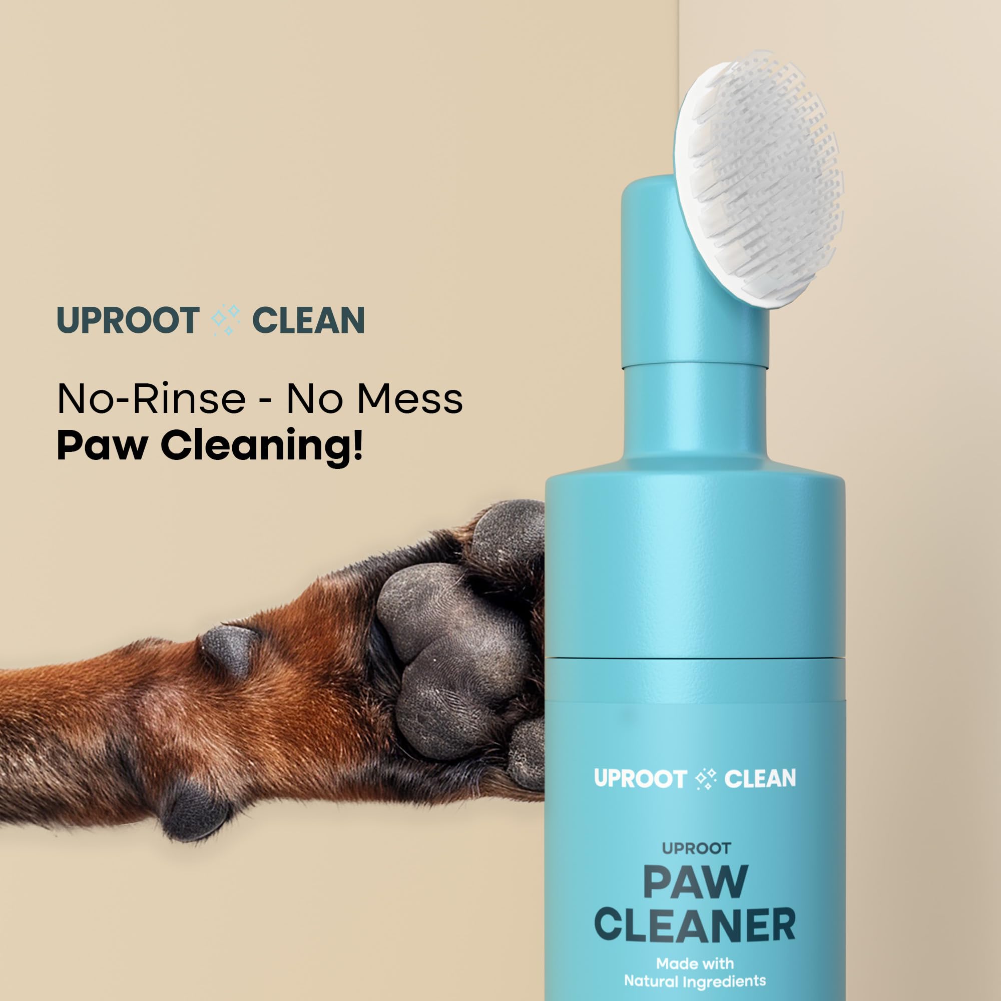 Uproot Clean Dog Paw Cleaner - No-Rinse Paw Cleaner for Dogs - Easy Dog Foot Washer with Bristle Brush - Fragrance-Free Foot Scr