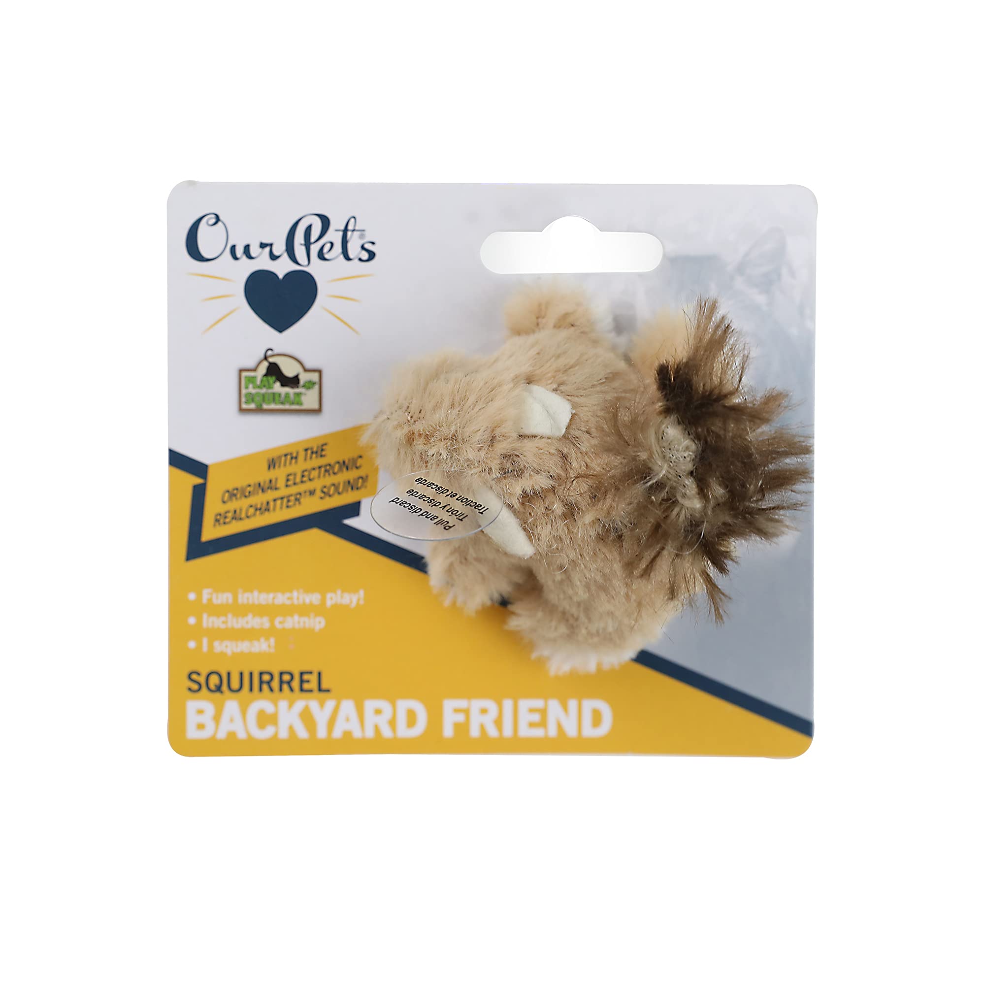 Play-N-Squeak Ourpets Playnsqueak Backyard Cat Toy Squeaking Squirrel, All Breed Sizes