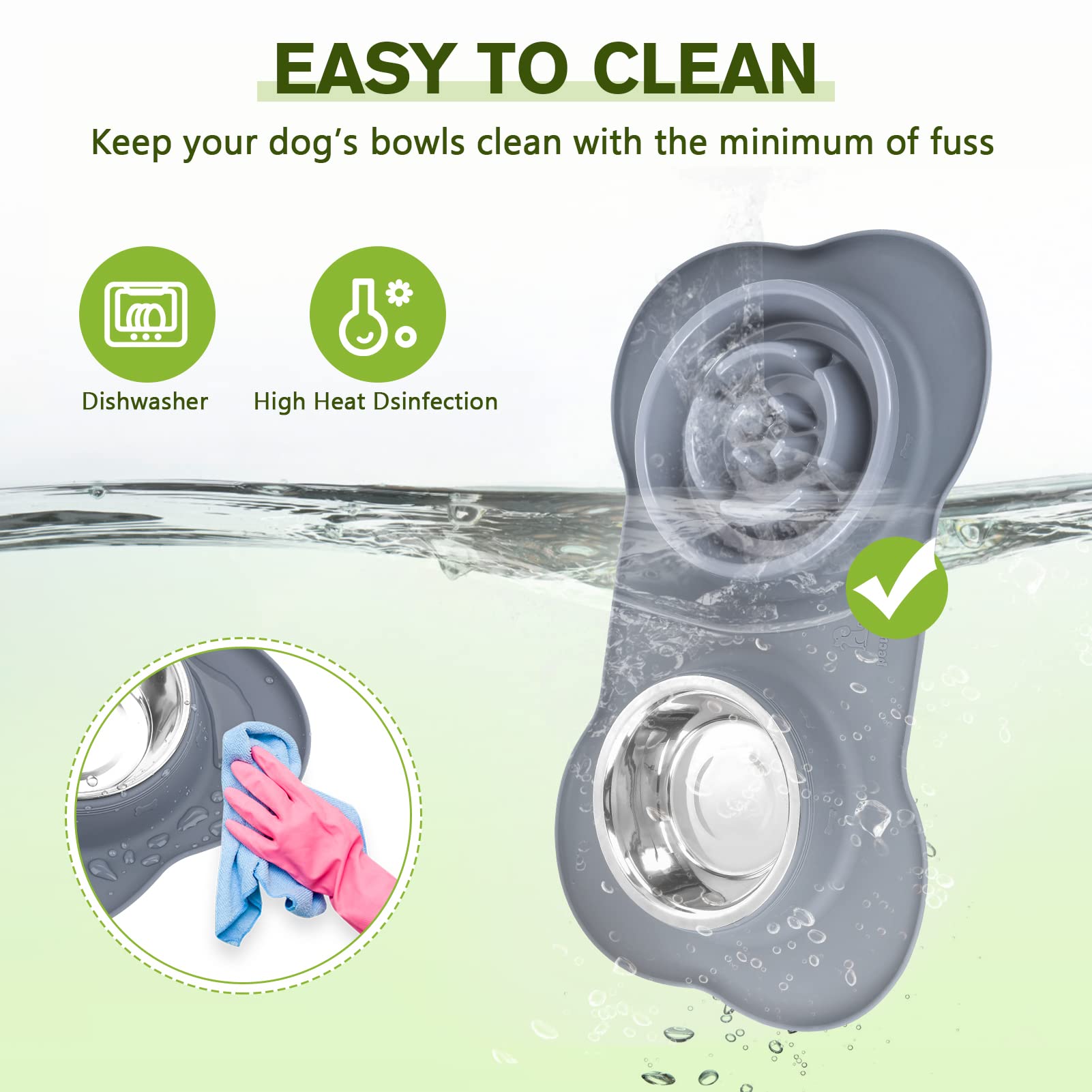 Pecute Slow Feeder Dog Bowls to Slow Down Eating, Dog Bowl Slow Feeder with No-Spill Non-Skid Silicone Mat, Food-Grade Safe Dog