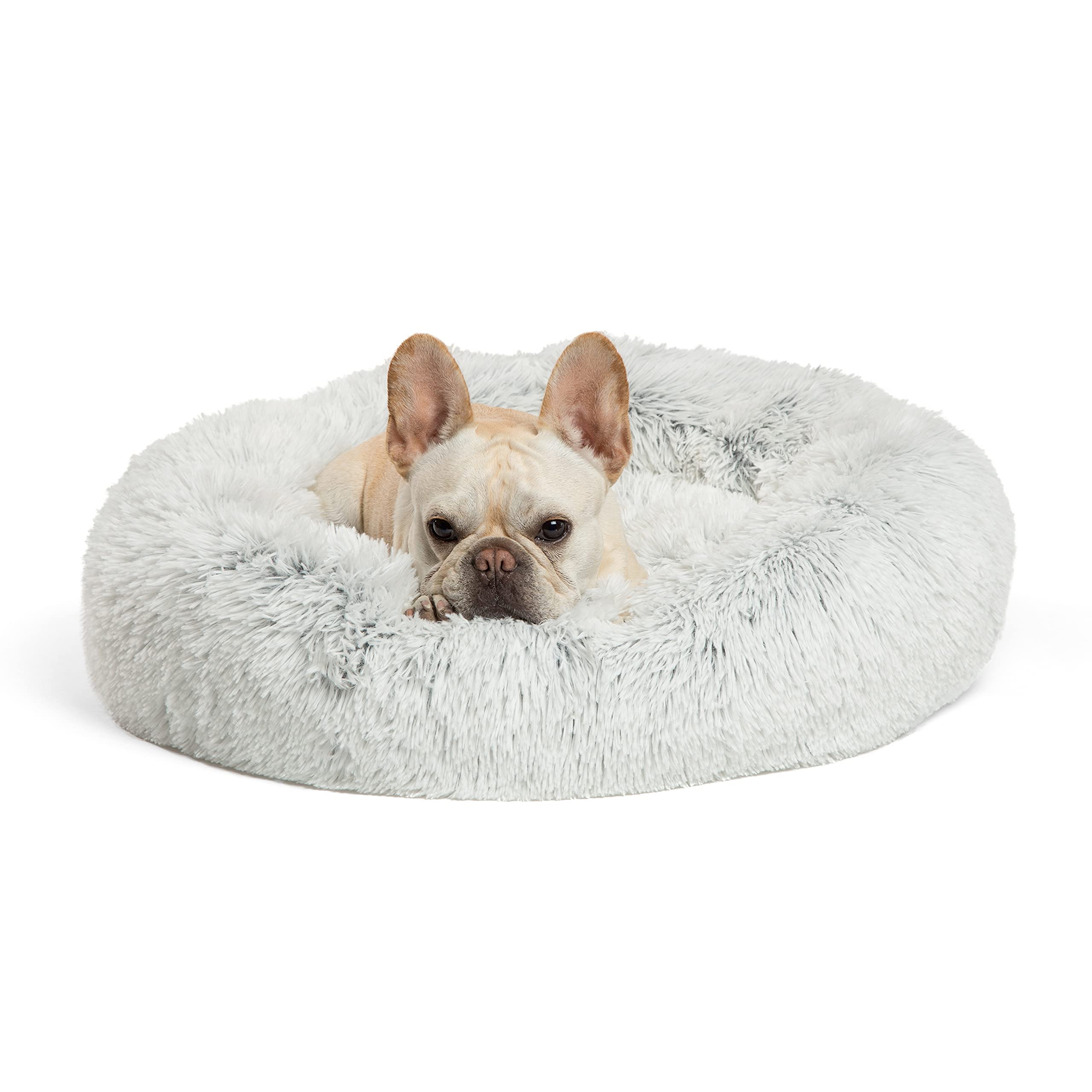 Best Friends By Sheri The Original Calming Donut Cat And Dog Bed In Shag Fur Frost, Small 23X23