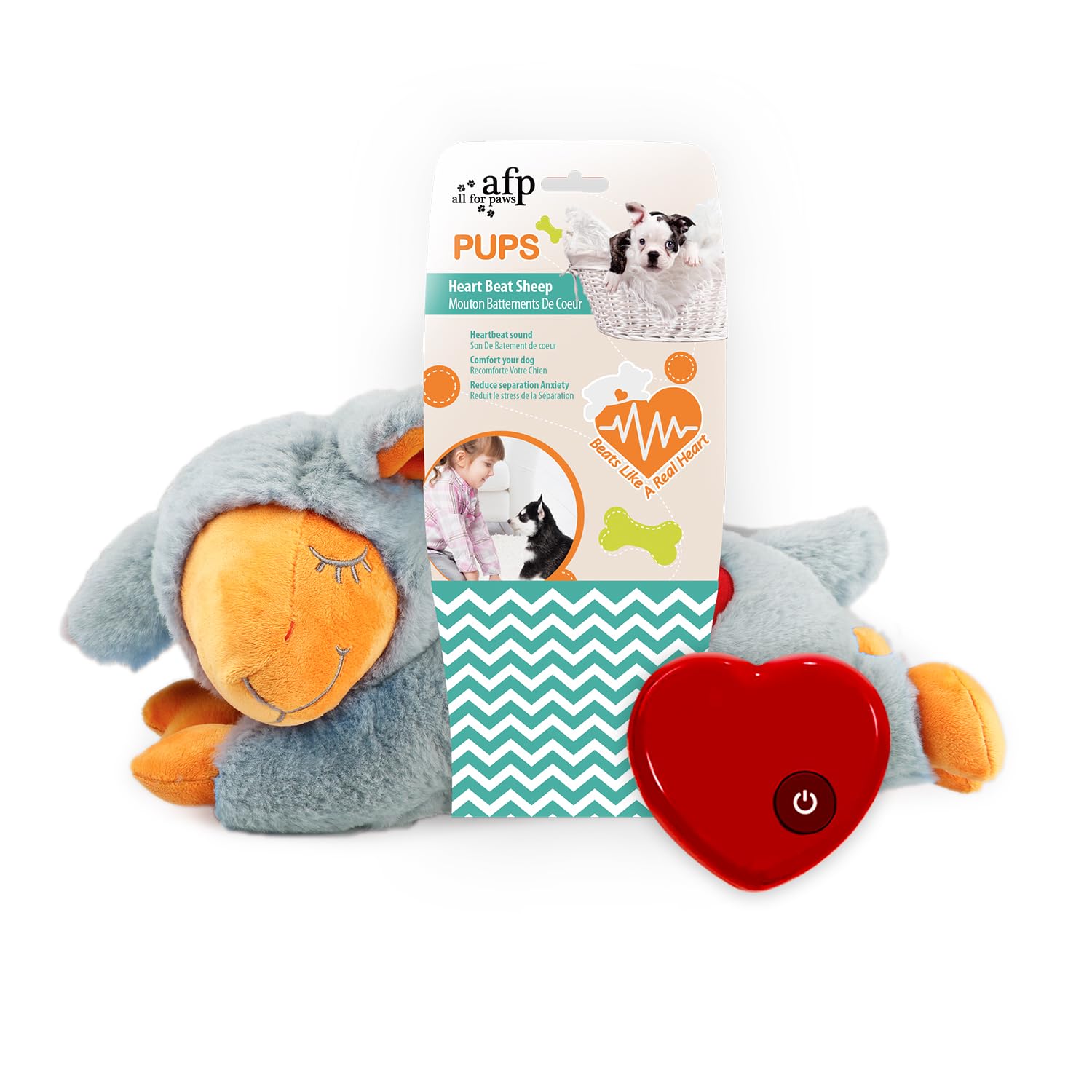 ALL FOR PAWS Dog Stuffed Animals with Heartbeat, Small Dog Toys for Dog Anxiety Relief, Puppy Behavioral Training Aid Toy Dog St