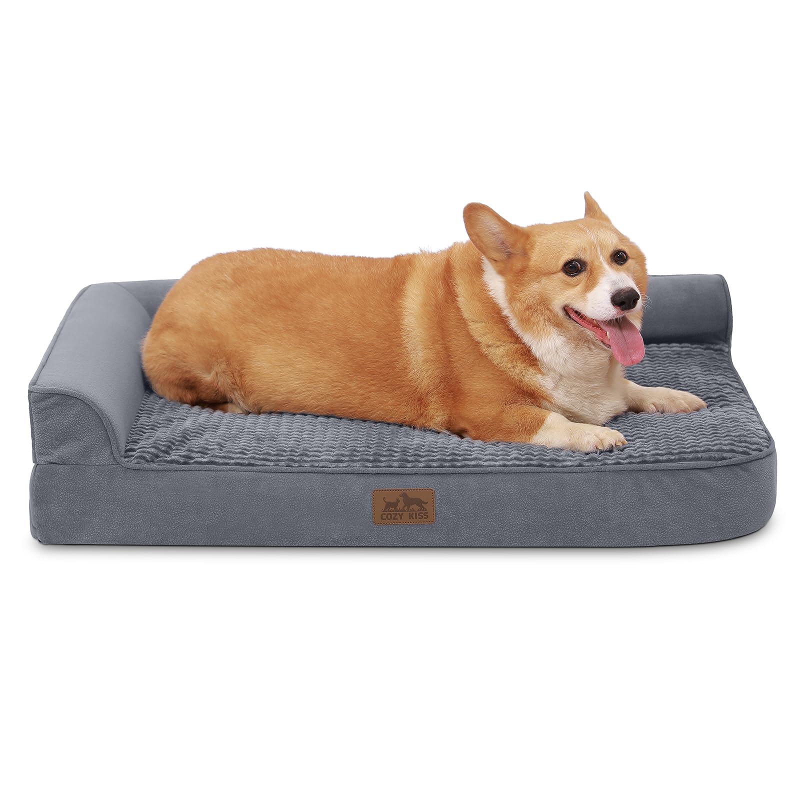Cozy Kiss Orthopedic Dog Bed For Large Dog, Pet Couch For Small Dog Cat, Big Supportive Foam Bolster Sofa With Waterproof Lining