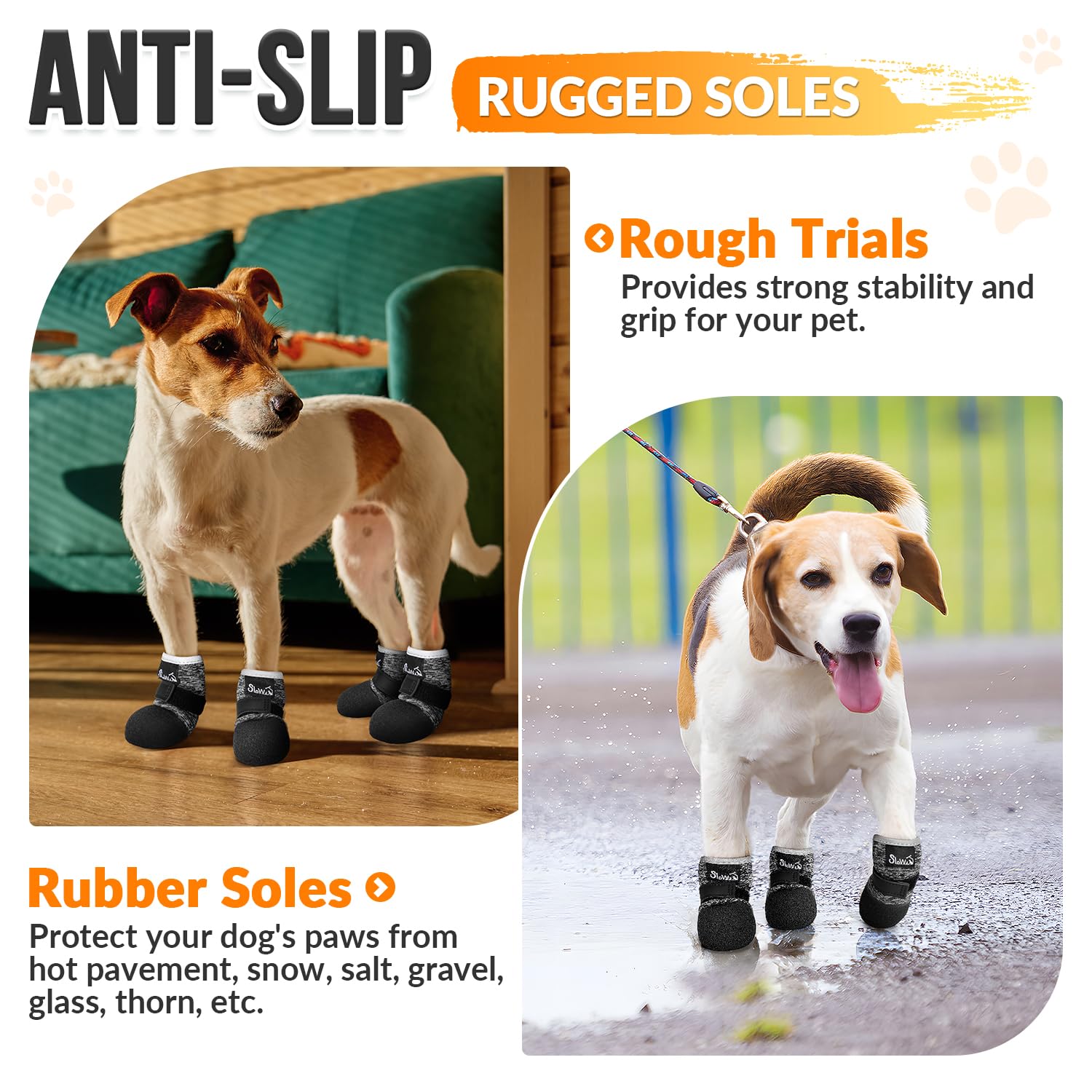 Lukovee Dog Shoes - Breathable Dog Sock Shoes For Hardwood Floor Snow Hot Pavement, Waterproof Non-Slip Soles Booties With Refle