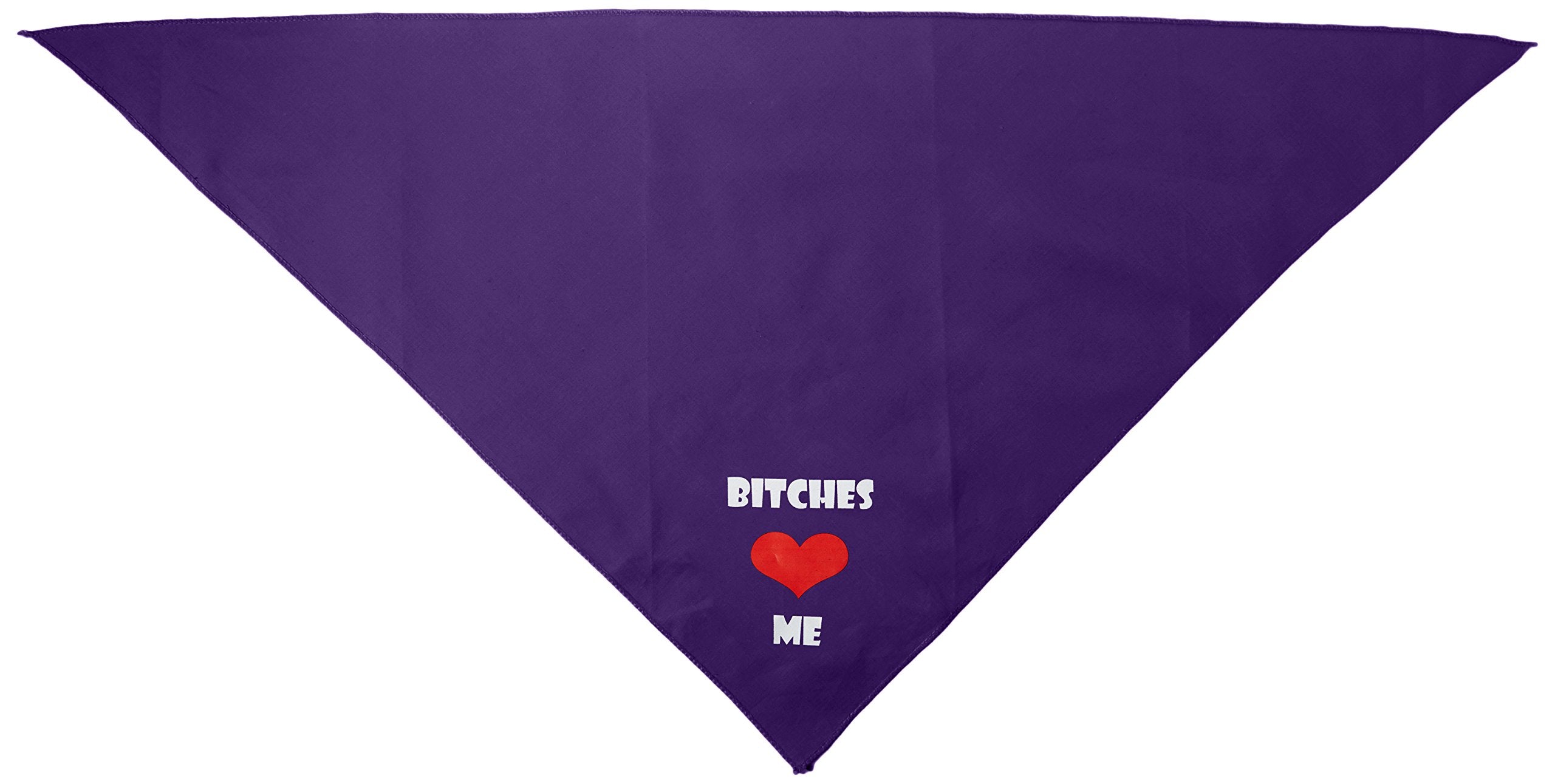 Pet and Dog Bandana Screen Printed, &quot;Bitches Love Me&quot; Purple Large