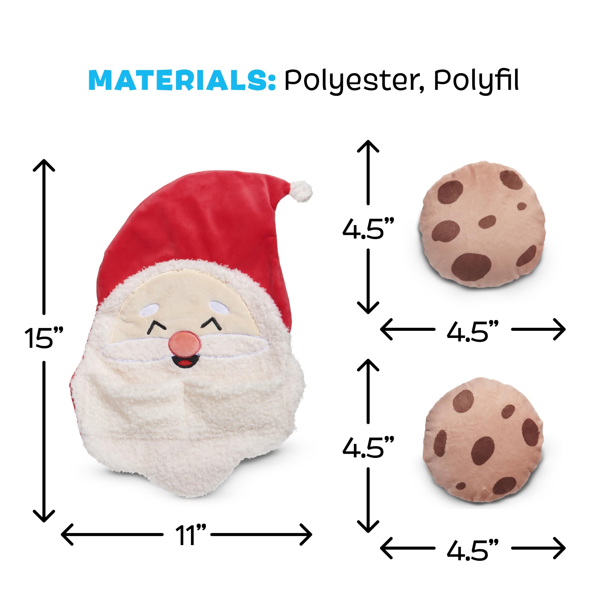 Barkbox Kris Krumble Holiday Plush Toy Jolly Squeaky Fun For Medium To Large Dogs With Crinkle & Fuzzy Beard (3 Part)