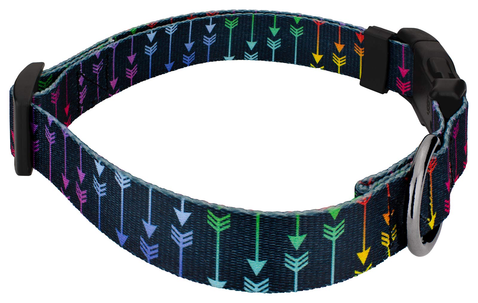 Country Brook Petz - Gunmetal Deluxe Colorful Arrows Dog Collar - Made in The U.S.A. - Chevron and Arrows Collection Featuring L