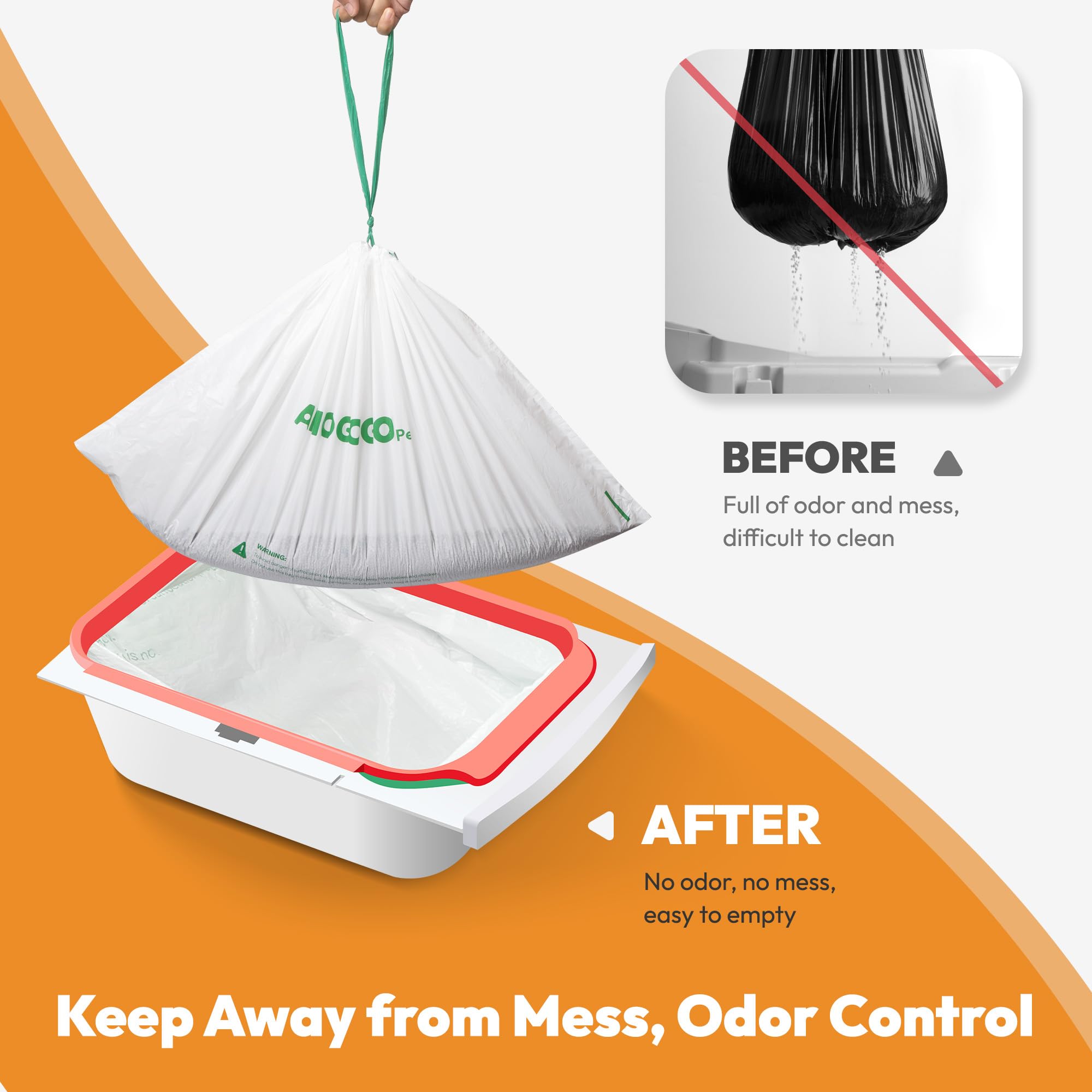 Amogogopet 50 Pack Litter Box Liner Bags, Compatible With Petkit Pura Max & X, Self-Cleaning Cat Litter Box Replacement Waste Ba