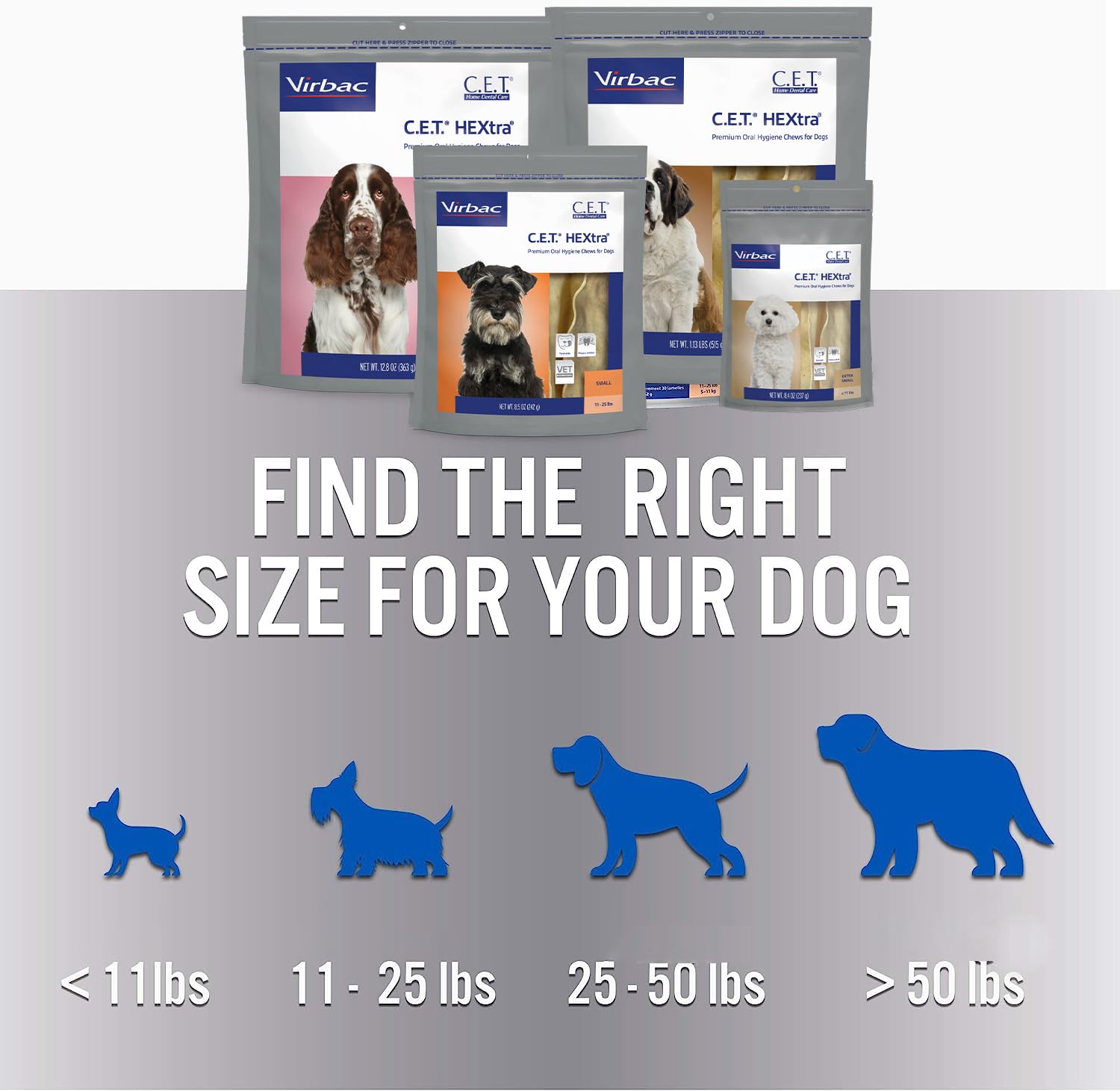 Virbac C.E.T. HEXtra Premium Oral Hygiene Chews for Dogs, 11-25 lbs, 8.5 Oz