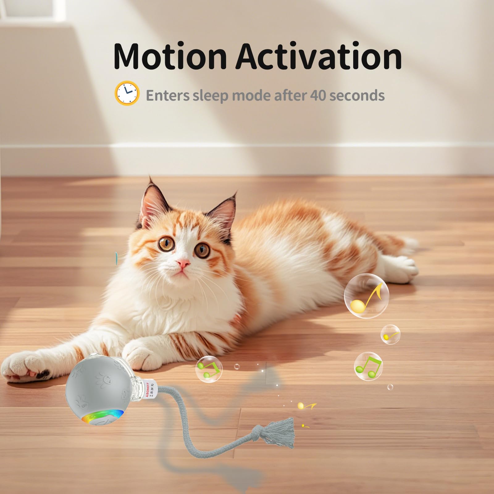 Tonosa Interactive Cat Toy - Automatic Led Light Ball, Rechargeable & Durable - Keeps Cats Active & Engaged - Ideal For Kittens