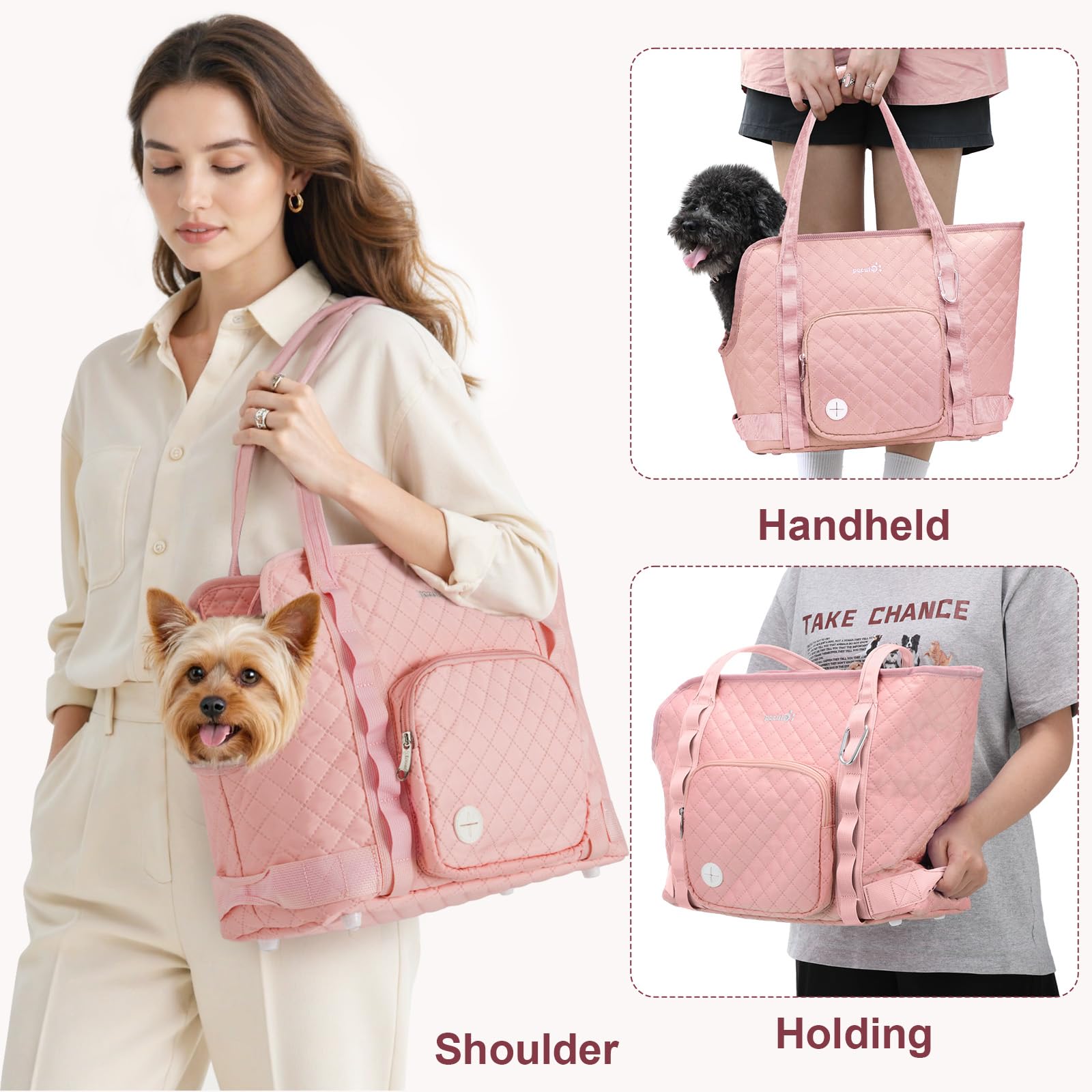 Pecute Dog Purse Carrier, Pet Carrier With Pockets For Small Dogs, Portable Small Dog Soft-Sided, Lightweight Dog And Puppies To