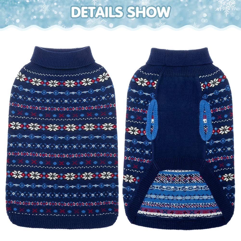 Bingpet Dog Sweaters For Large Dogs,Winter Dog Sweater Warm Clothes Boys Girls With Leash Hole,Classic Snowflake Doggy Knitwear