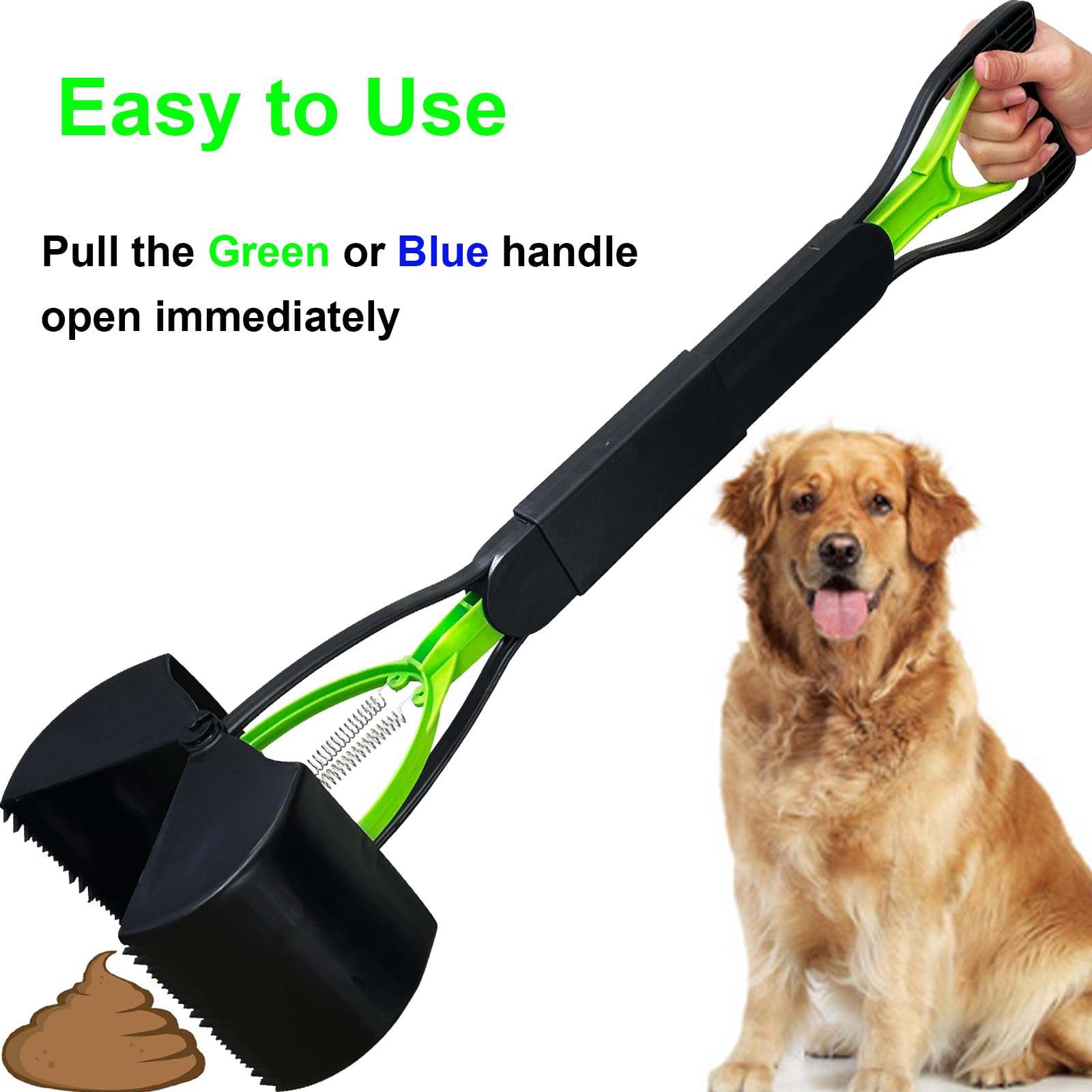Woilife 2-Piece Ofpooper Scooper For Large Small Dogs Heavy Duty, Long Handle Poop Scoop For Yard, Grass, Gravel, Dog Poop Grabb
