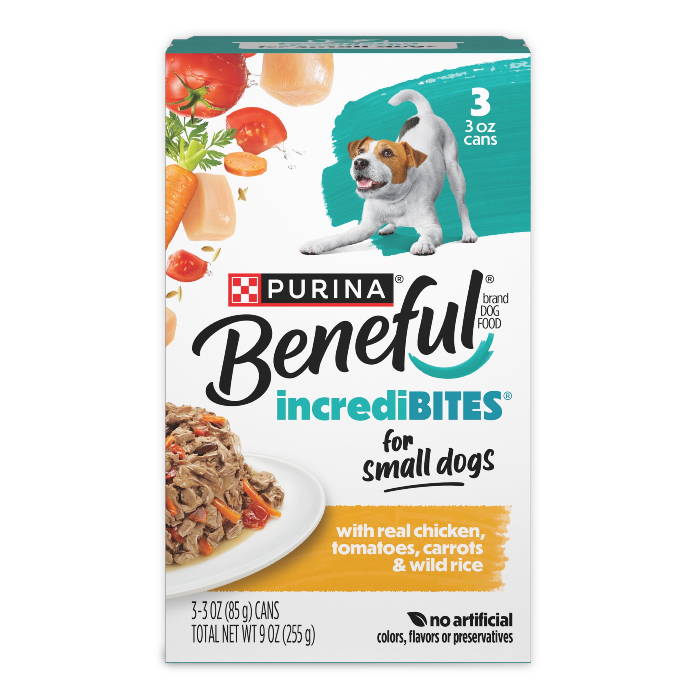 Purina Beneful Small Breed Wet Dog Food in Gravy, IncrediBites With Real Chicken - (8 Packs of 3) 3 oz. Cans