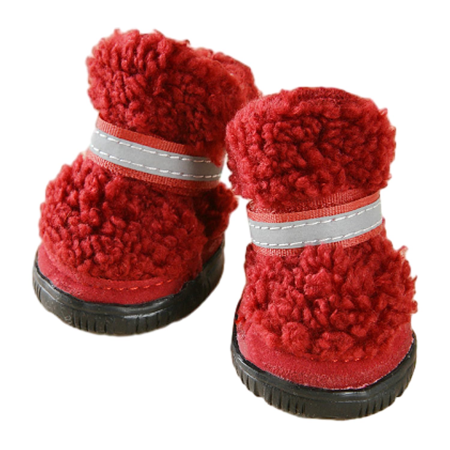 Urbest Dog Shoes Puppy Plush Warm Dog Snow Boots Reflective Strips Anti-Slip Rubber Sole Suitable For Small Medium-Sized Dog (Re