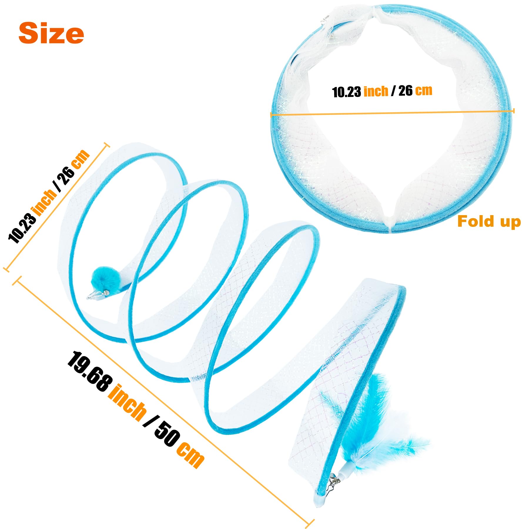 Self Play Cat Hunting Spiral Tunnel Toy, Folded Cat Spring Tunnel Toys for Indoor Cats (Blue)
